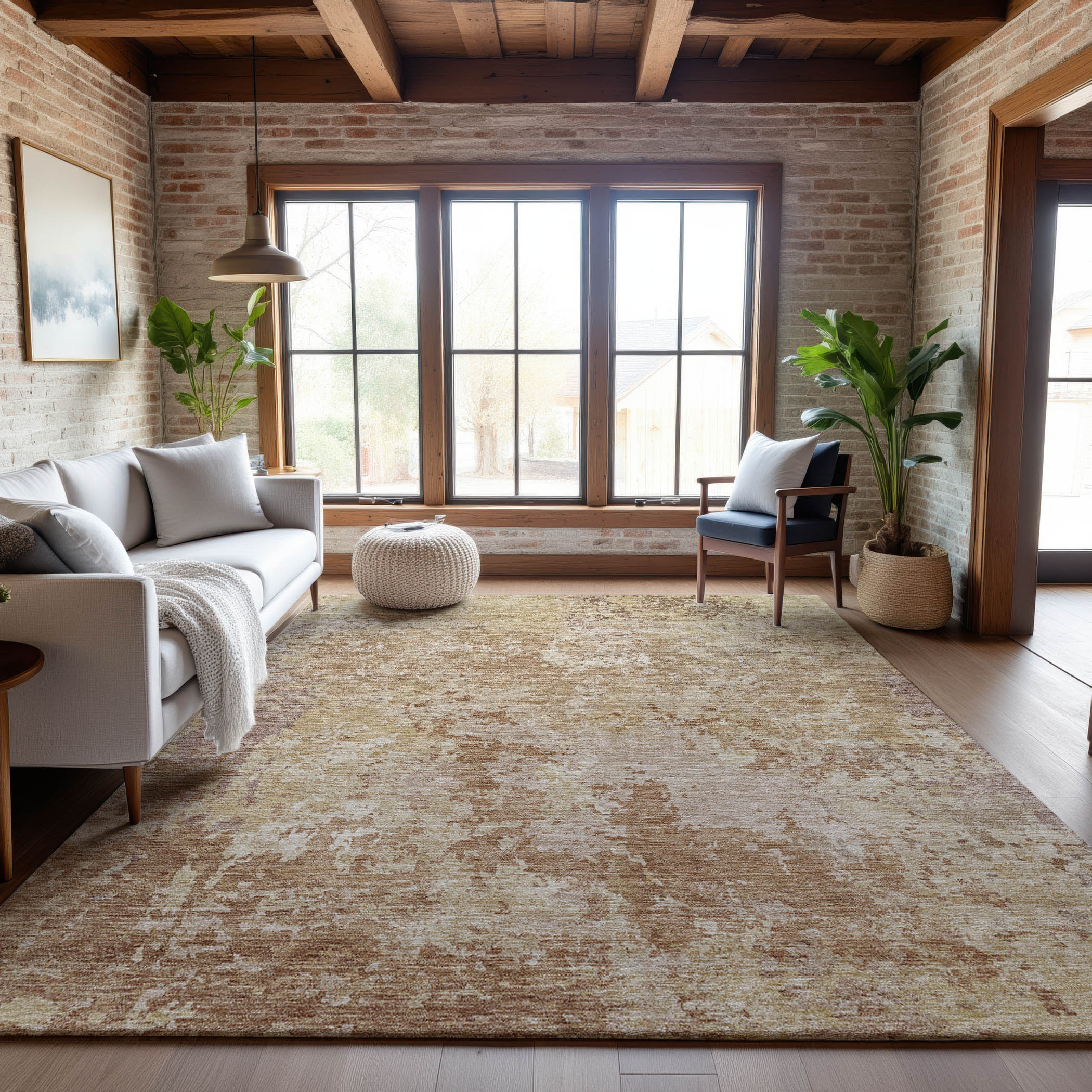 Lucerne Machine Washable Transitional Copper Orange Rug 2'6" x 3'10" #shape_Rectangle
