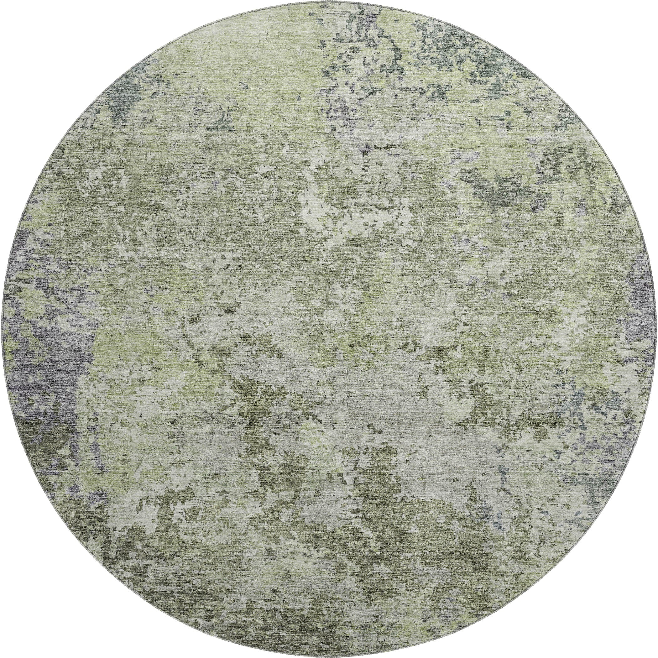 Lucerne Machine Washable Transitional Green Rug 8' x 8' #shape_Round