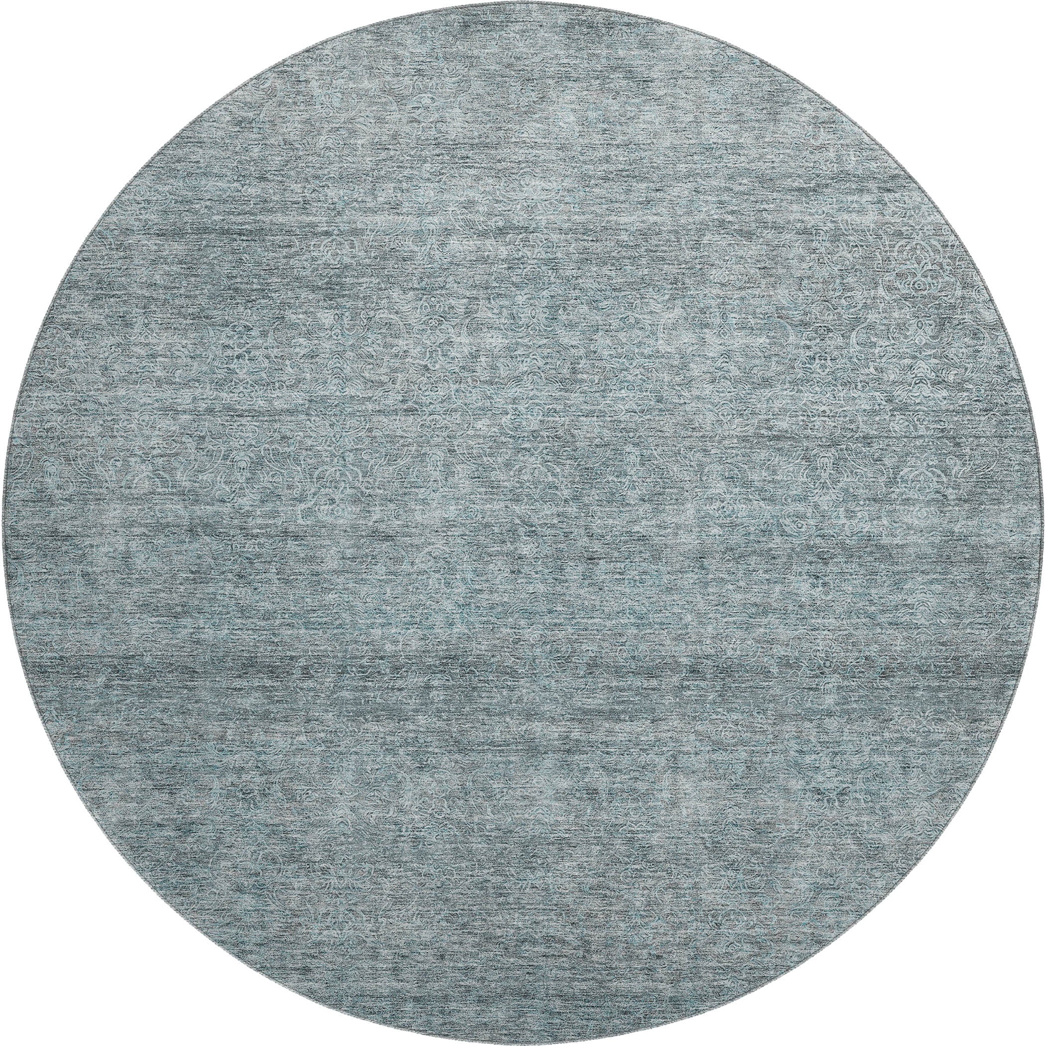 Tallinn Machine Washable Transitional Seafoam Blue Rug 8' x 8' #shape_Round