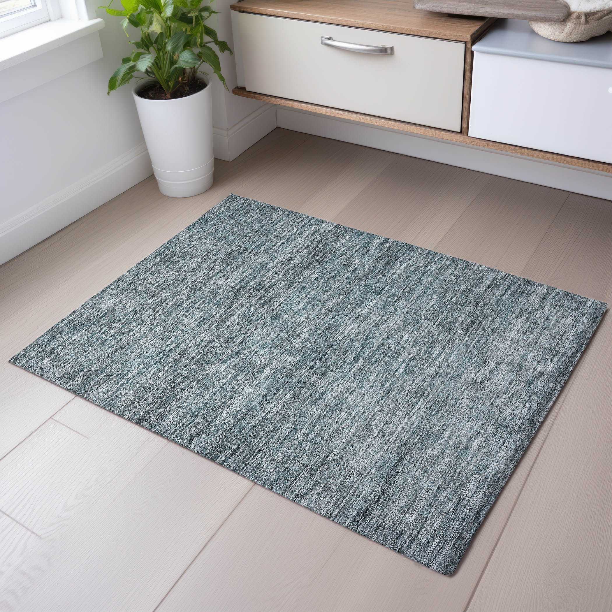 Tallinn Machine Washable Transitional Seafoam Blue Rug 1'8" x 2'6" #shape_Rectangle