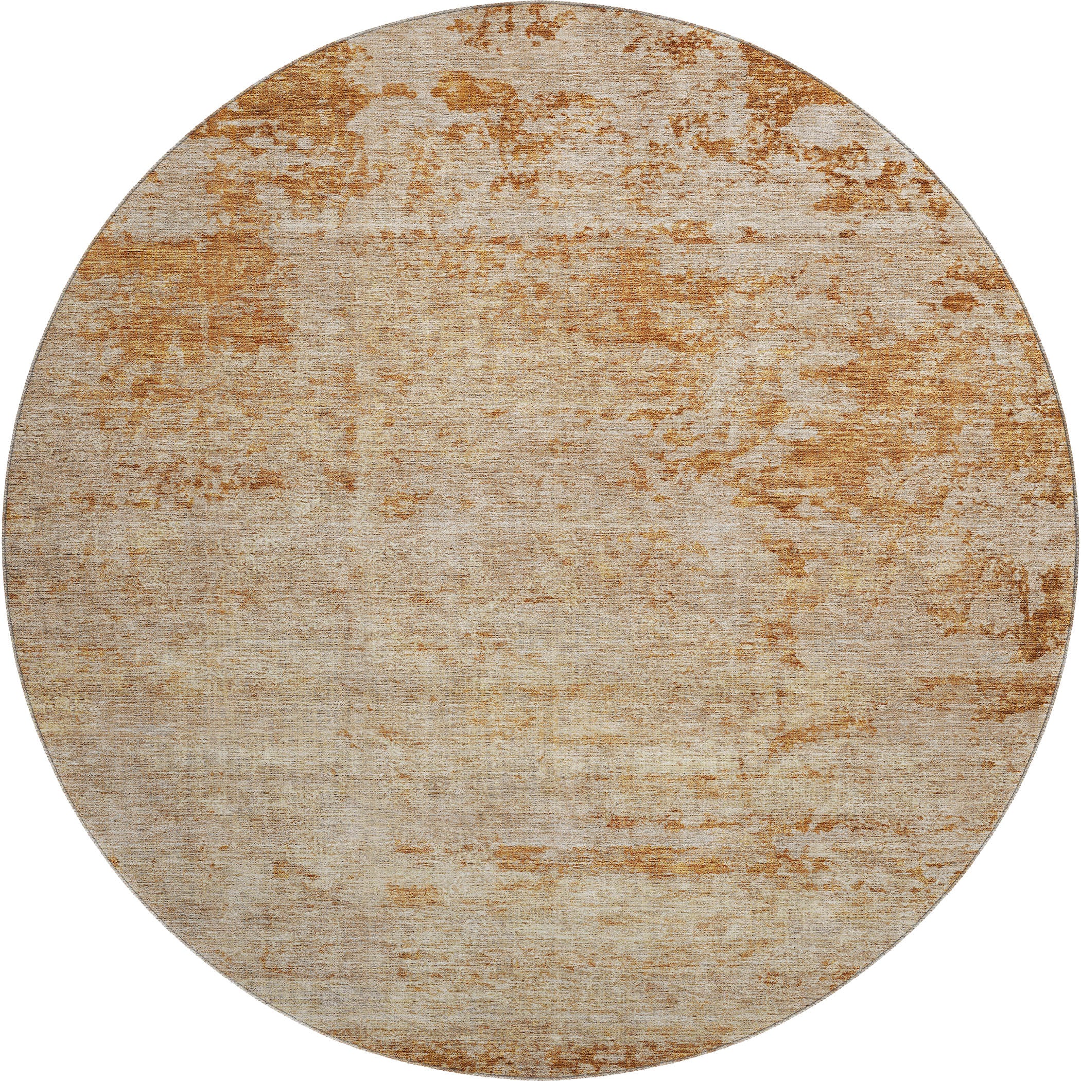 Bangkok Machine Washable Transitional Copper Orange Rug 8' x 8' #shape_Round