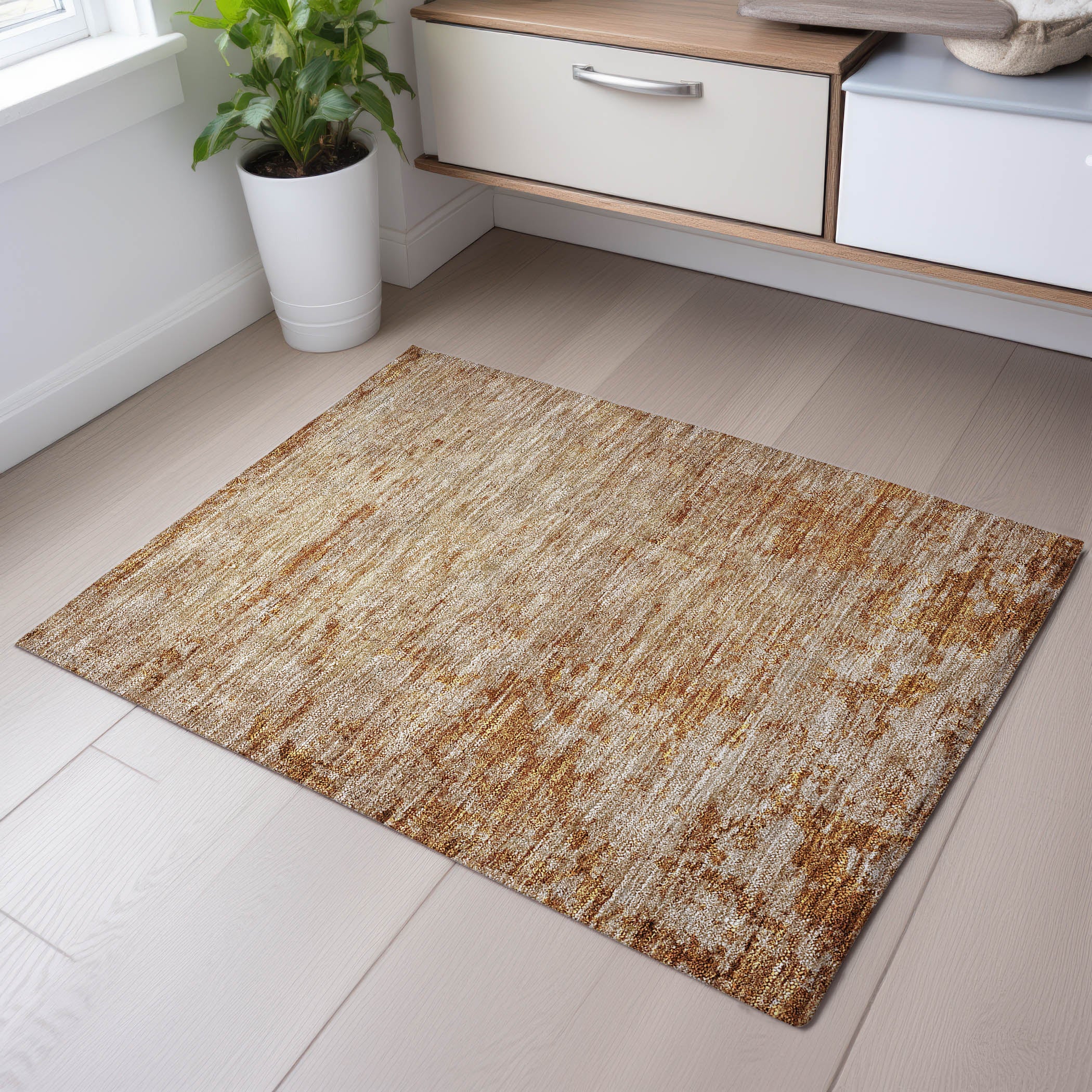 Bangkok Machine Washable Transitional Copper Orange Rug 1'8" x 2'6" #shape_Rectangle