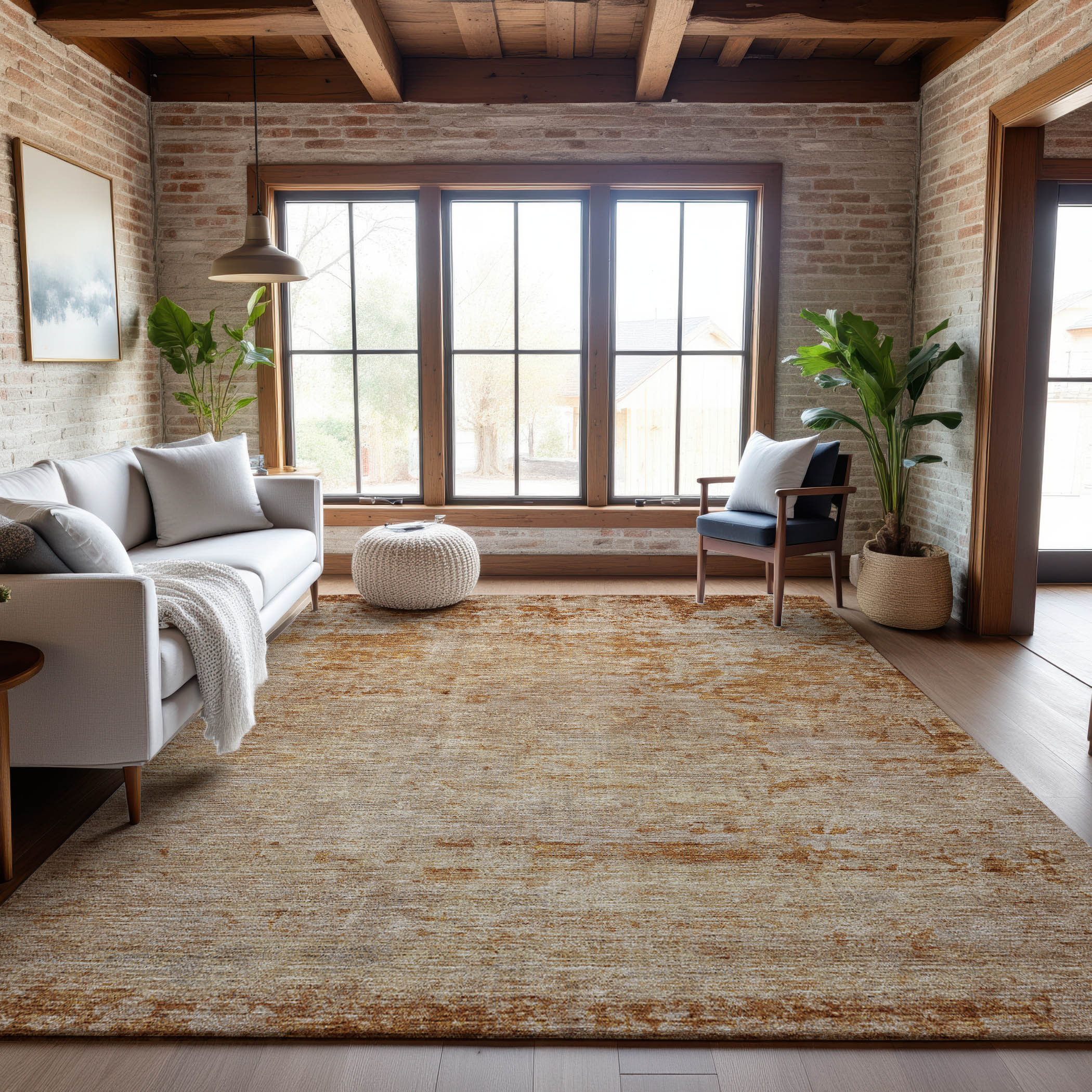 Bangkok Machine Washable Transitional Copper Orange Rug 2'6" x 3'10" #shape_Rectangle