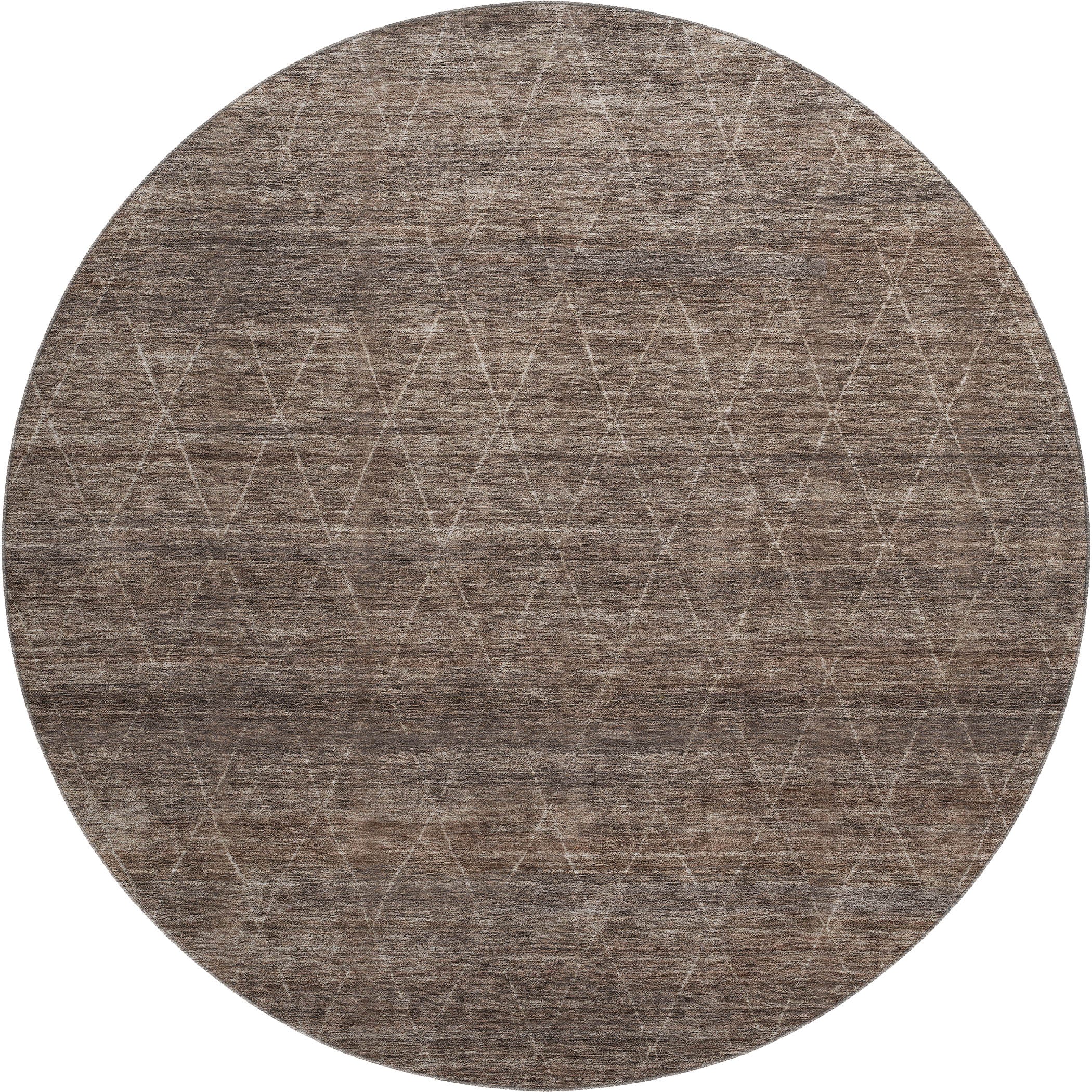 Bangkok Machine Washable Transitional Coffee Brown Rug 8' x 8' #shape_Round