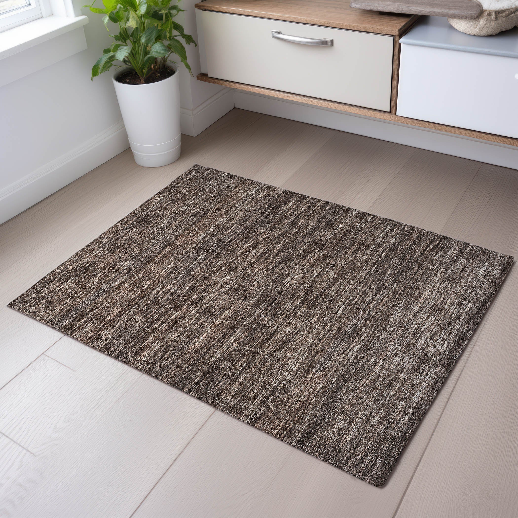 Bangkok Machine Washable Transitional Coffee Brown Rug 1'8" x 2'6" #shape_Rectangle