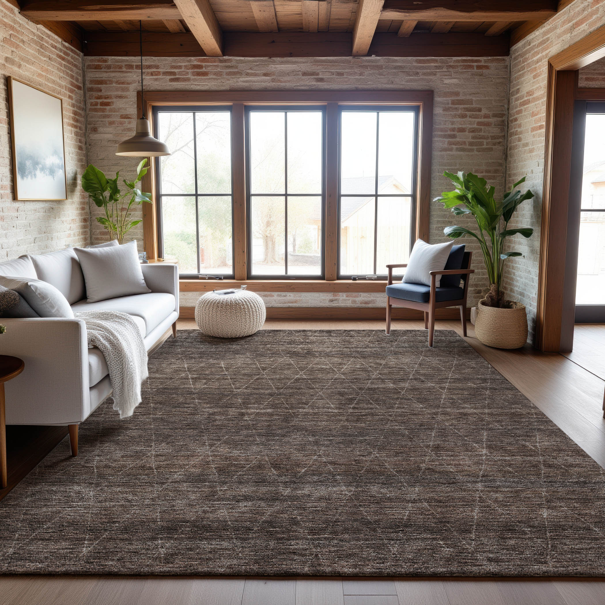 Bangkok Machine Washable Transitional Coffee Brown Rug 2'6" x 3'10" #shape_Rectangle