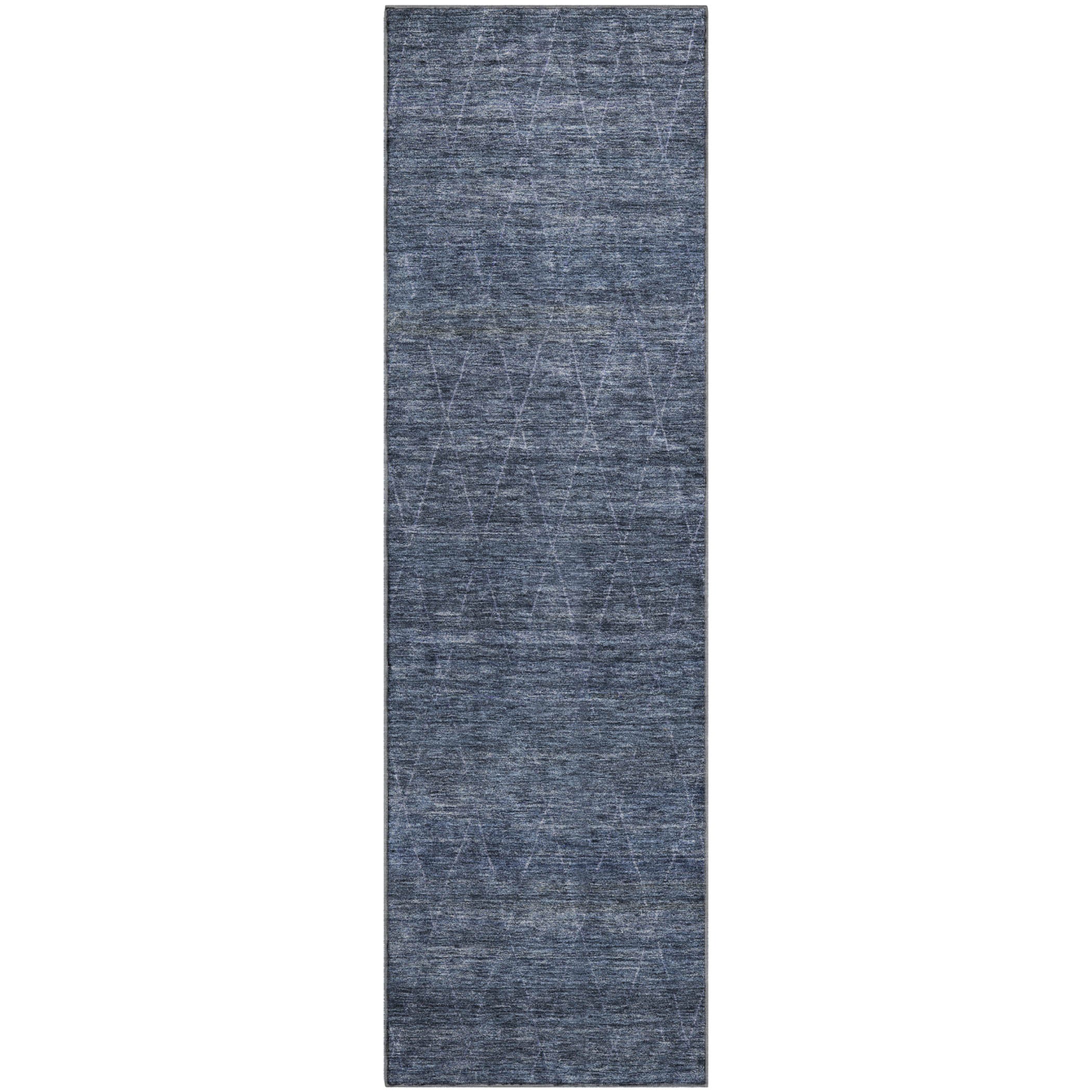 Bangkok Machine Washable Transitional Navy Blue Rug 2'3" x 7'6" #shape_Runner