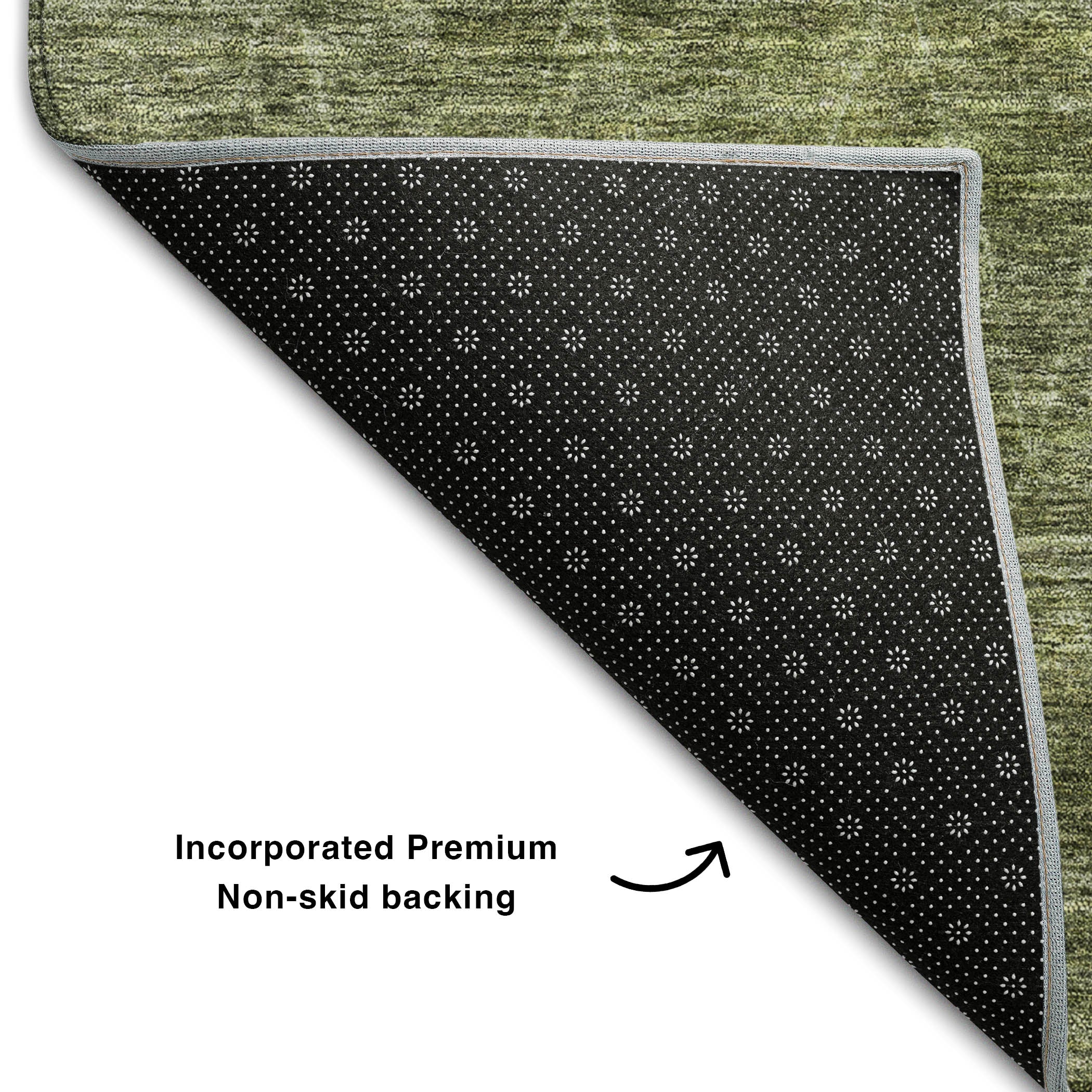 Bangkok Machine Washable Transitional Olive Green Rug 1'8" x 2'6" #shape_Rectangle