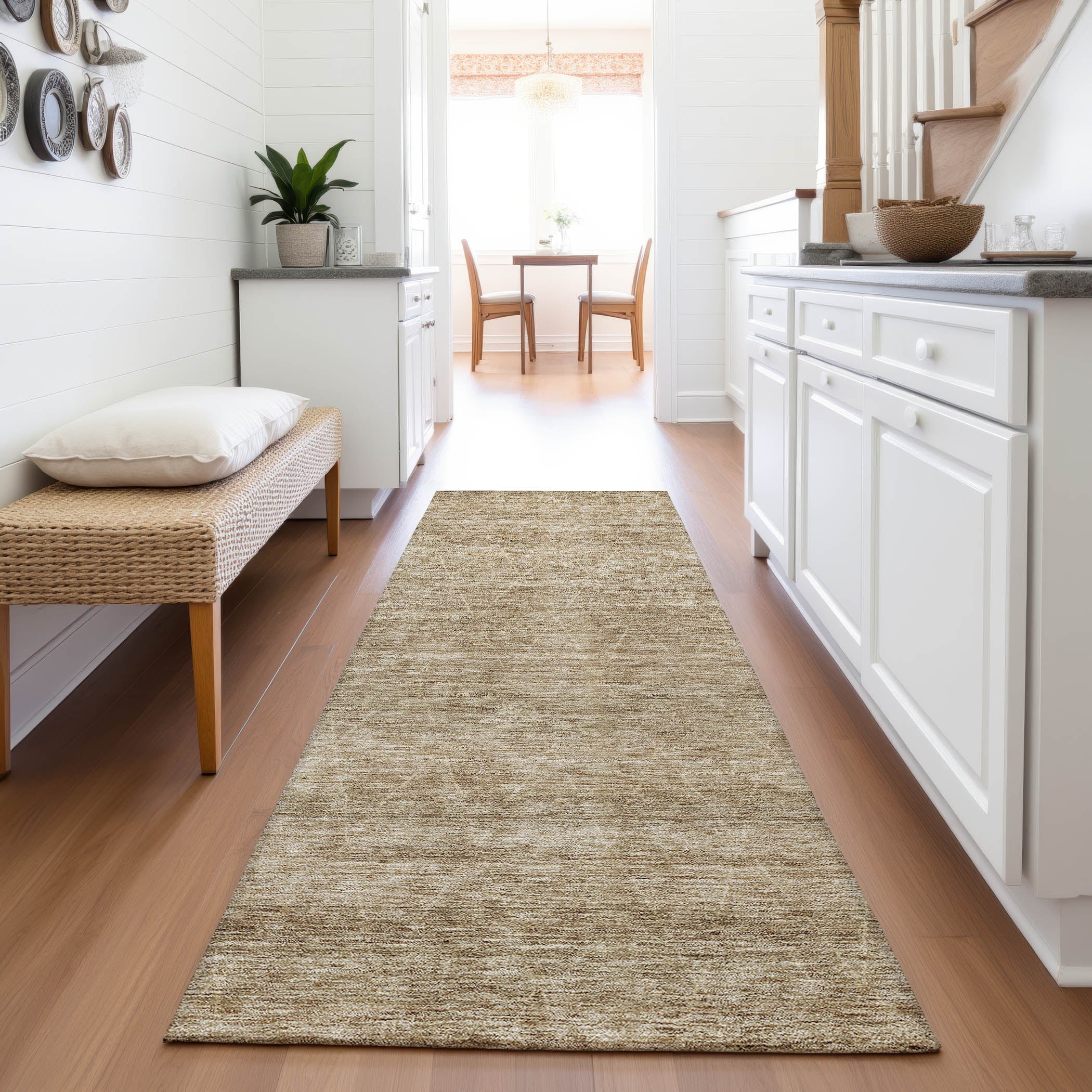 Bangkok Machine Washable Transitional Wheat Gold Rug 2'3" x 7'6" #shape_Runner