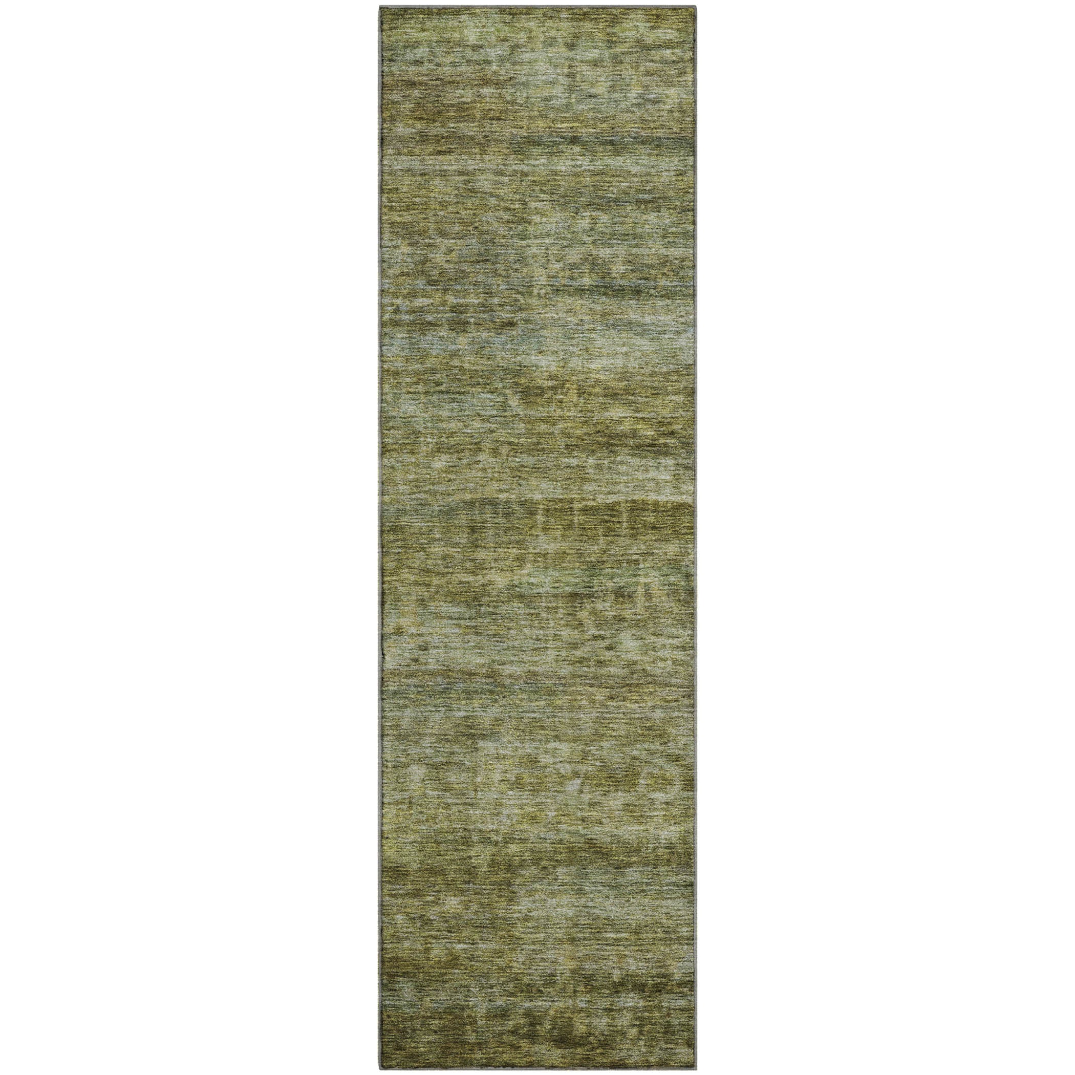 Mostar Machine Washable Transitional Olive Green Rug 2'3" x 7'6" #shape_Runner