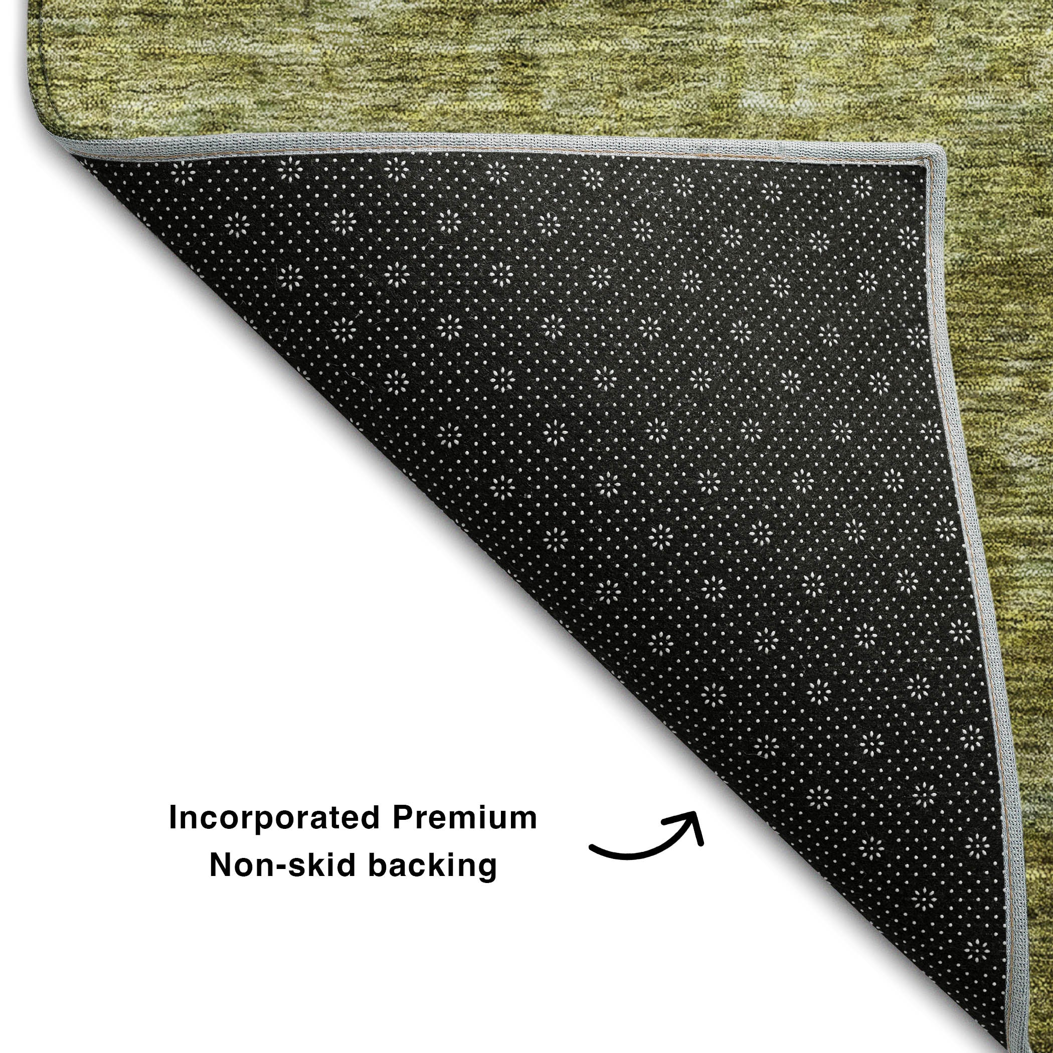 Mostar Machine Washable Transitional Olive Green Rug 1'8" x 2'6" #shape_Rectangle