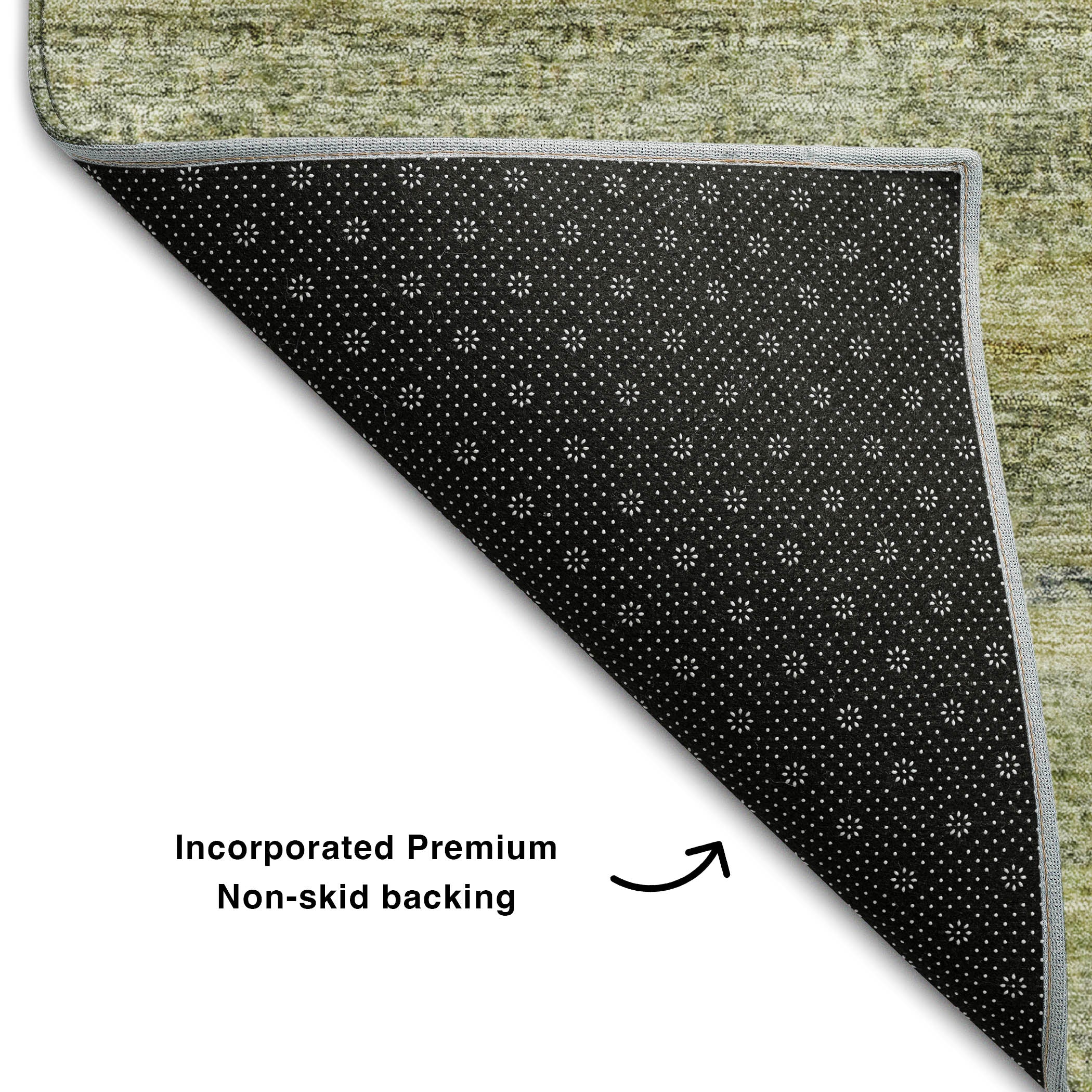 Dubrovnik Machine Washable Transitional Aloe Green Rug 1'8" x 2'6" #shape_Rectangle