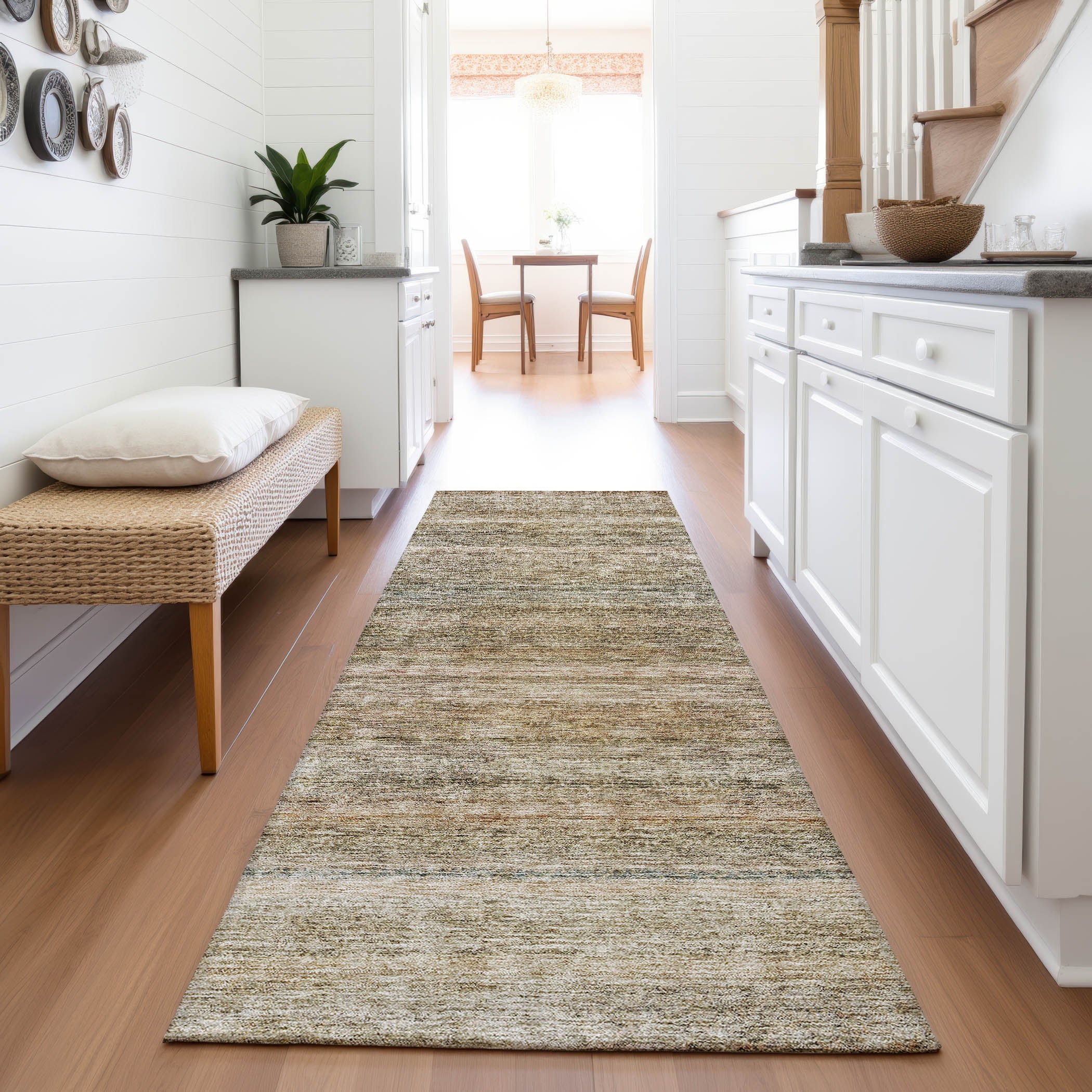 Dubrovnik Machine Washable Transitional Copper Orange Rug 2'3" x 7'6" #shape_Runner