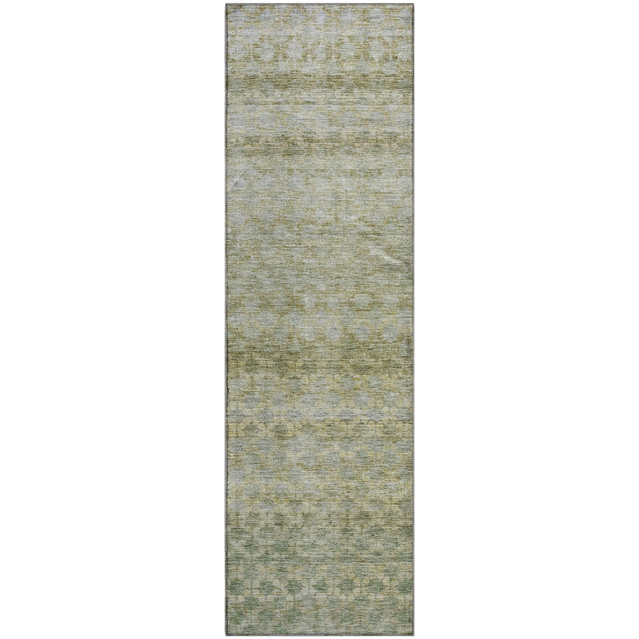 Vienna Machine Washable Transitional Aloe Green Rug 2'3" x 7'6" #shape_Runner