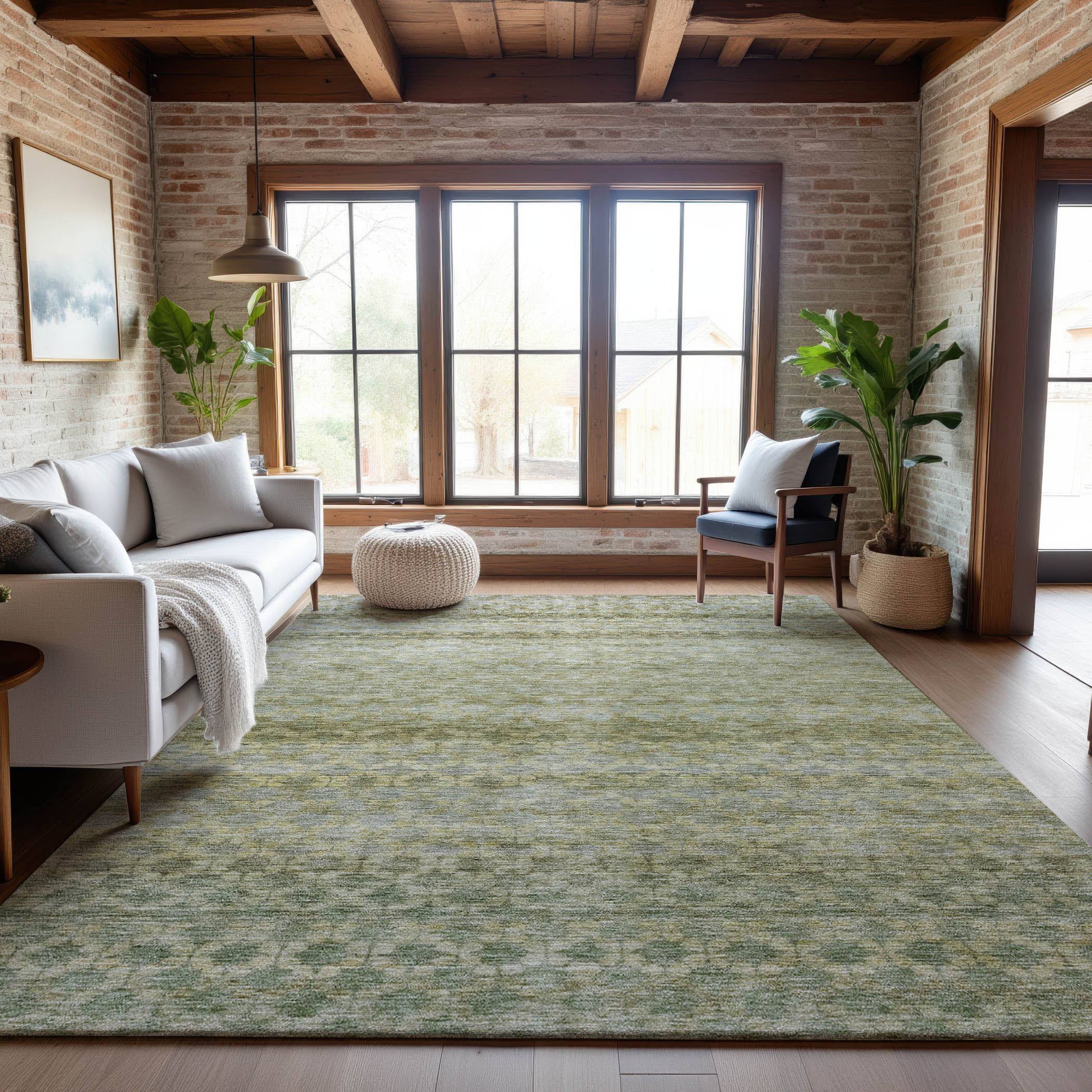 Vienna Machine Washable Transitional Aloe Green Rug 2'6" x 3'10" #shape_Rectangle