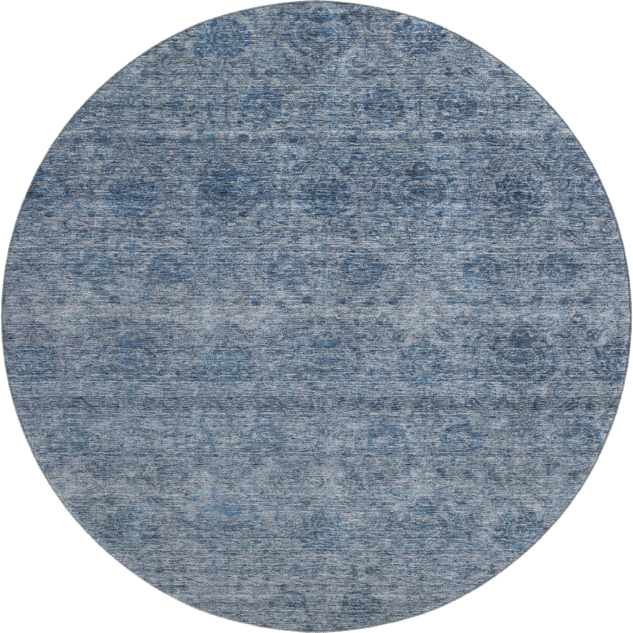 Reykjavik Machine Washable Transitional Blue Rug 8' x 8' #shape_Round