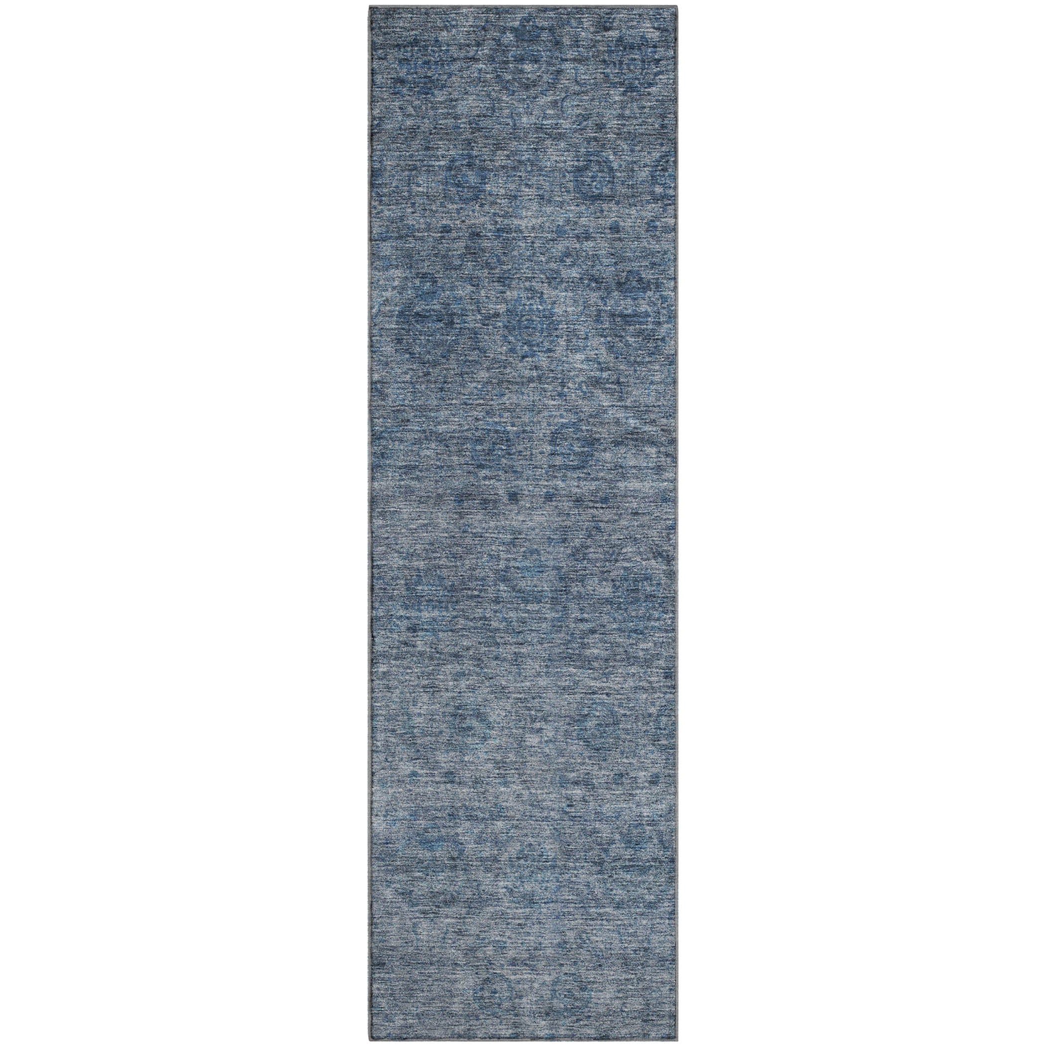 Reykjavik Machine Washable Transitional Blue Rug 2'3" x 7'6" #shape_Runner
