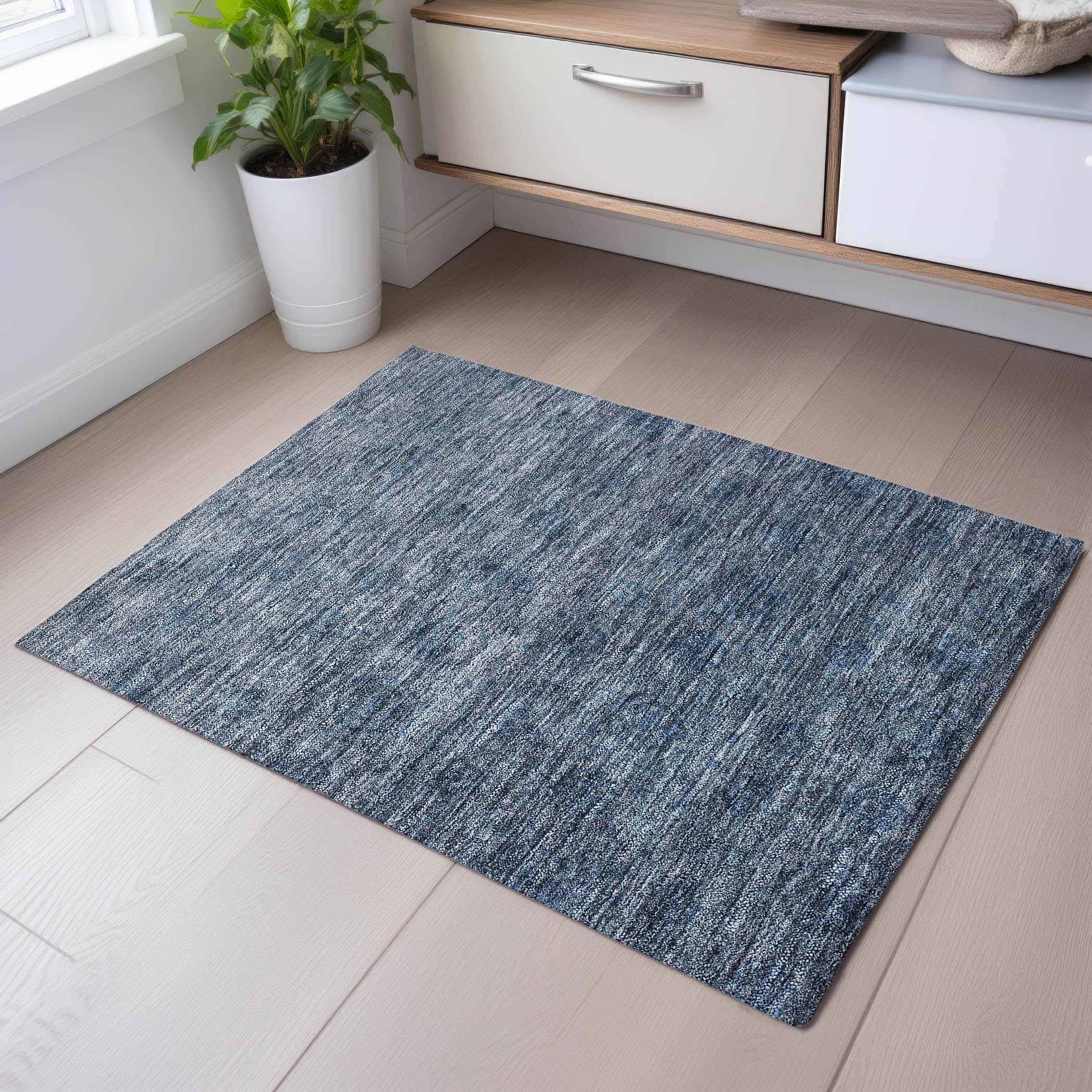Reykjavik Machine Washable Transitional Blue Rug 1'8" x 2'6" #shape_Rectangle