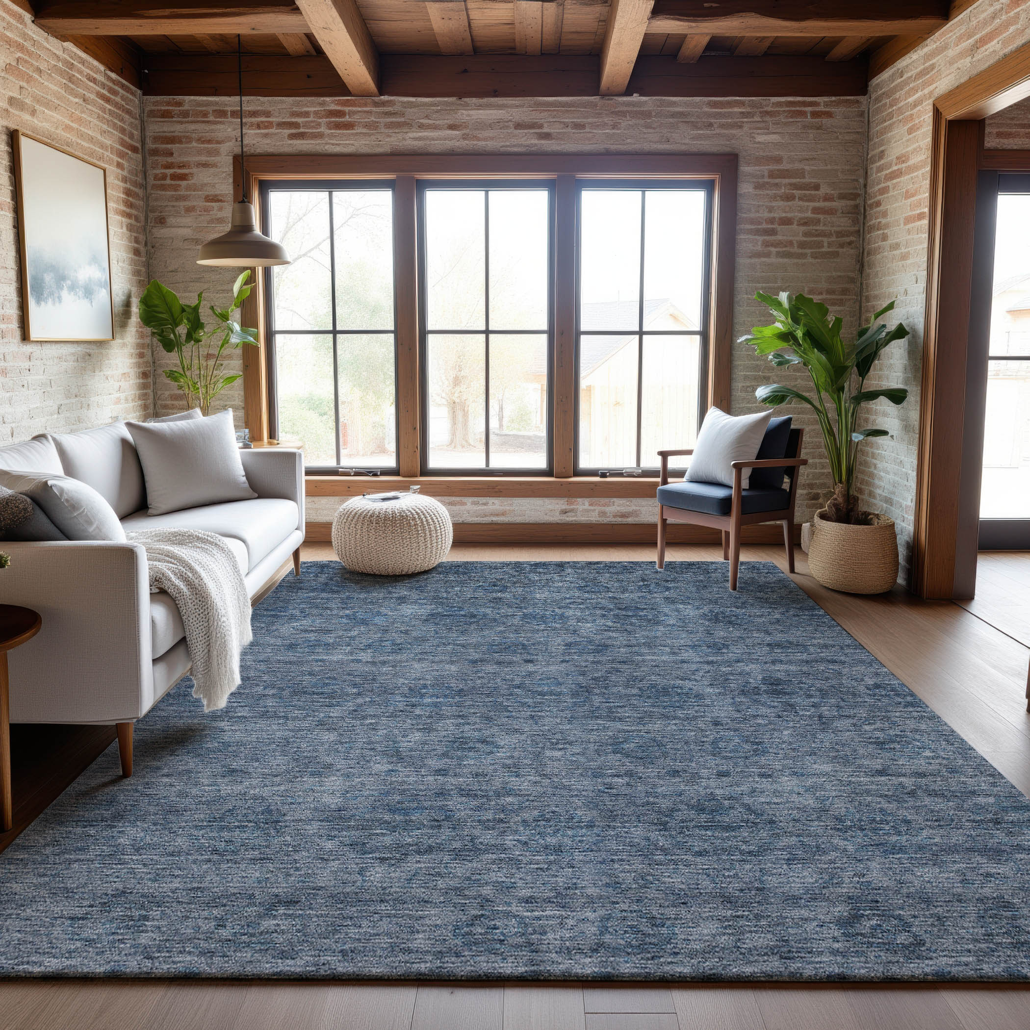 Reykjavik Machine Washable Transitional Blue Rug 2'6" x 3'10" #shape_Rectangle