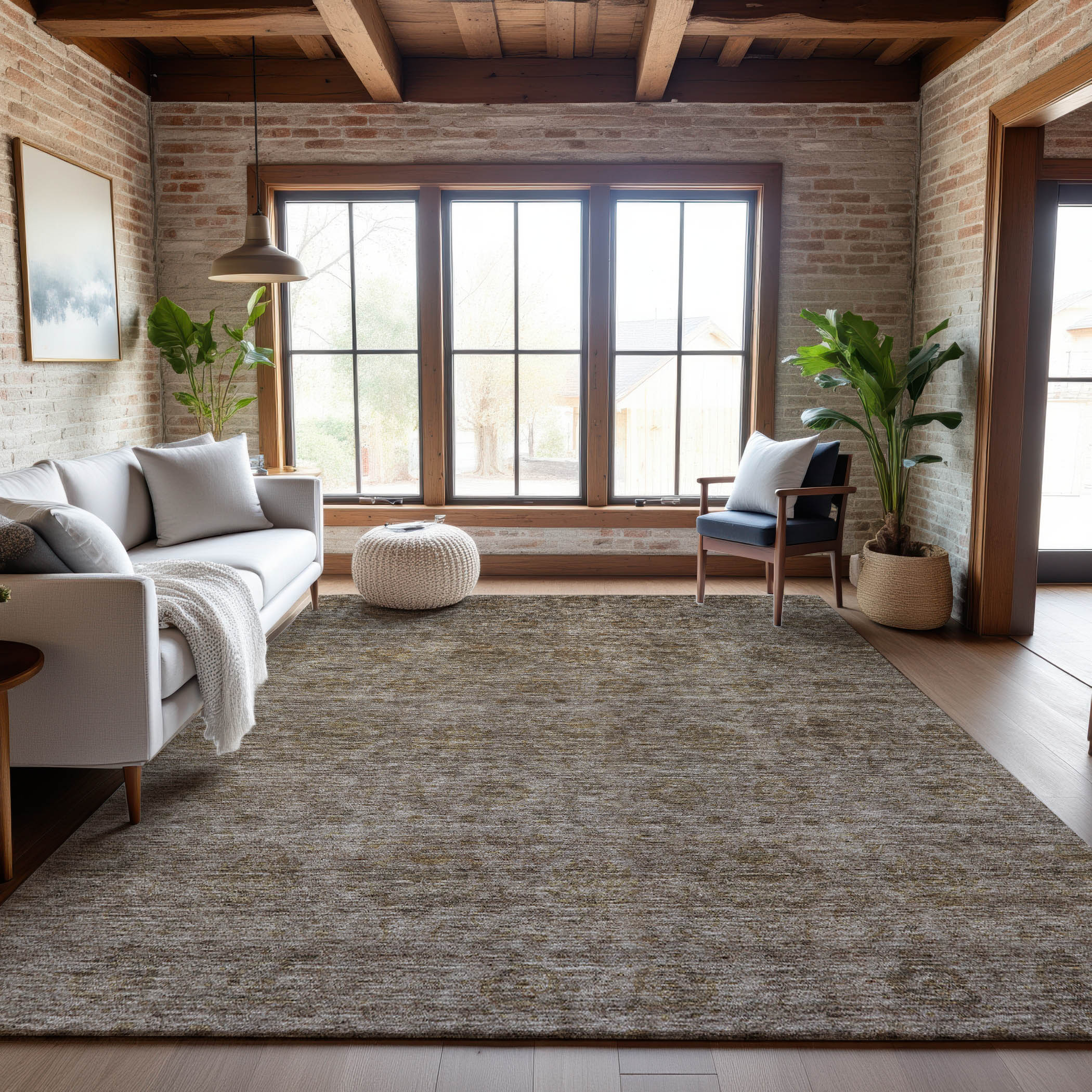 Reykjavik Machine Washable Transitional Brown Rug 2'6" x 3'10" #shape_Rectangle