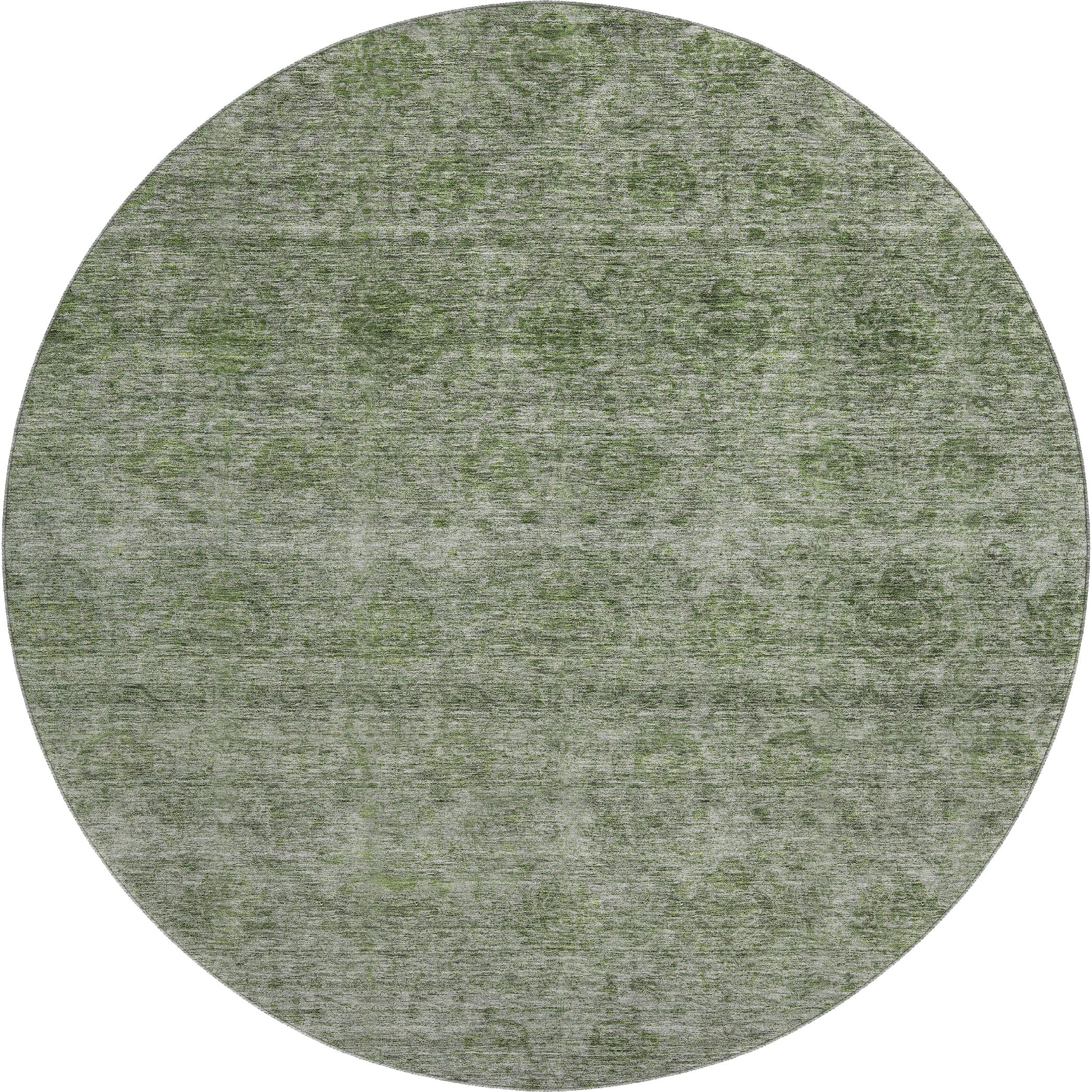 Reykjavik Machine Washable Transitional Olive Green Rug 8' x 8' #shape_Round