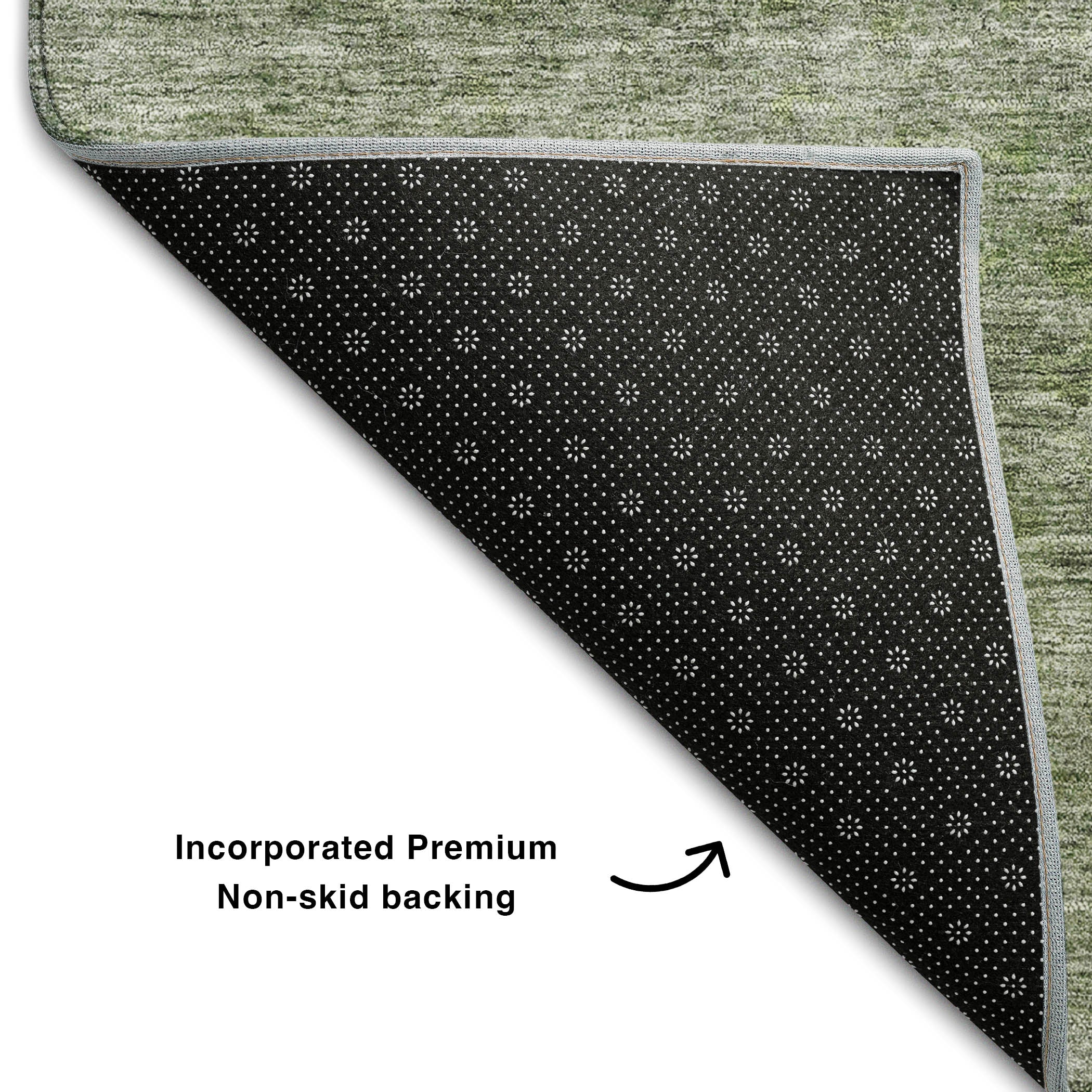 Reykjavik Machine Washable Transitional Olive Green Rug 1'8" x 2'6" #shape_Rectangle