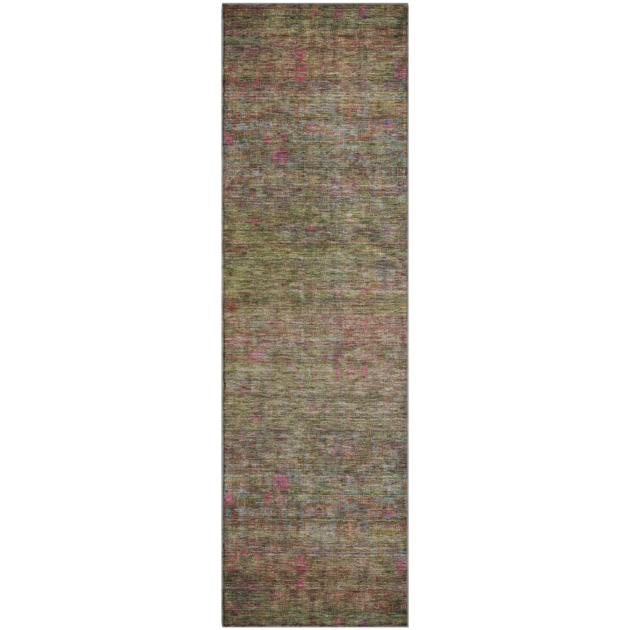 Seoul Machine Washable Transitional Cactus Green Rug 2'3" x 7'6" #shape_Runner