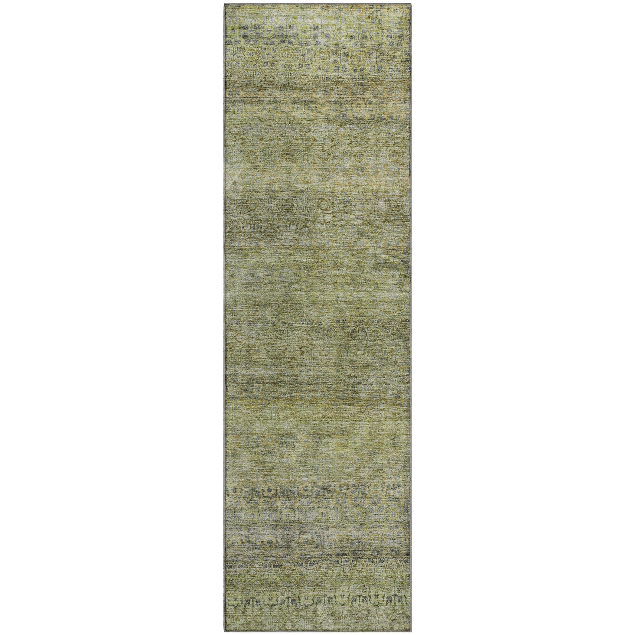 Athens Machine Washable Transitional Aloe Green Rug 2'3" x 7'6" #shape_Runner