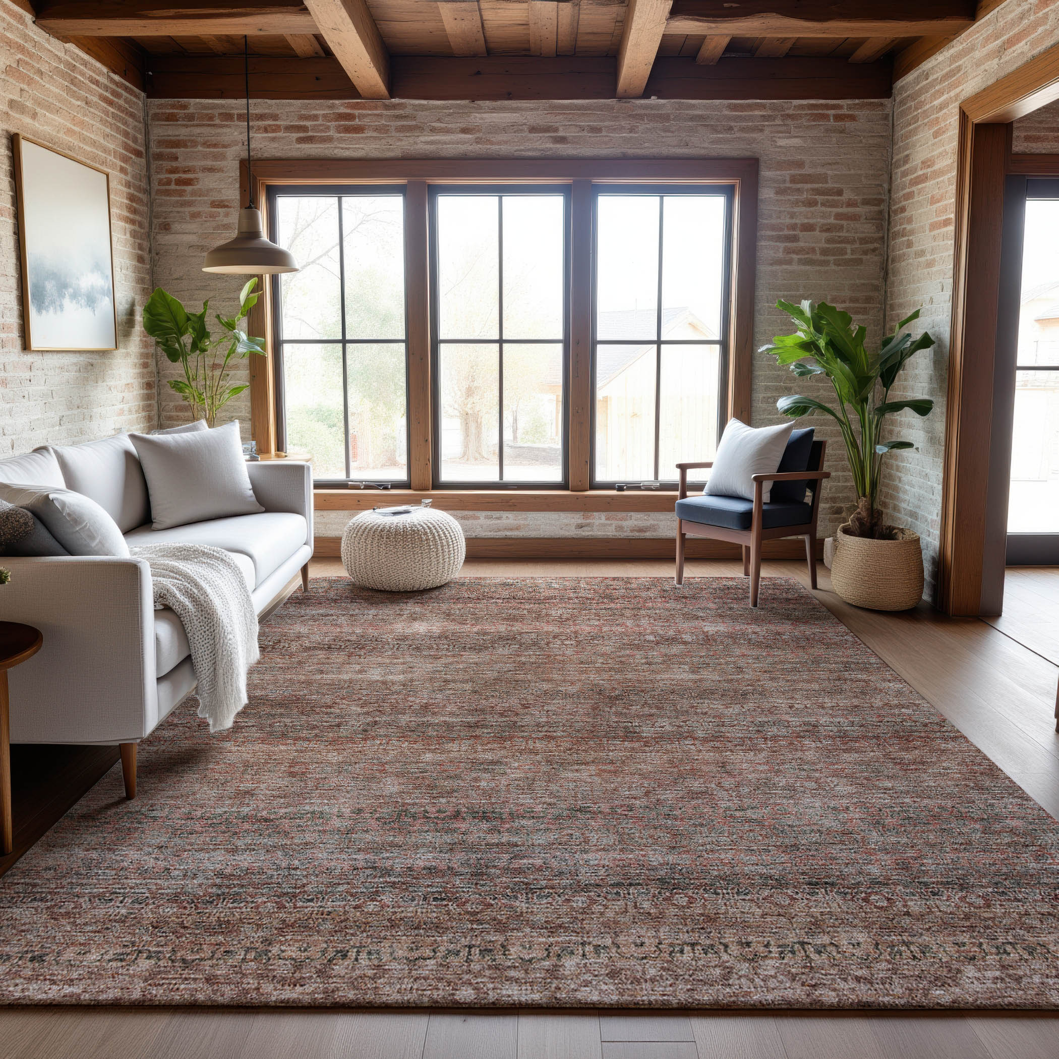 Athens Machine Washable Transitional Coral Orange Rug 2'6" x 3'10" #shape_Rectangle