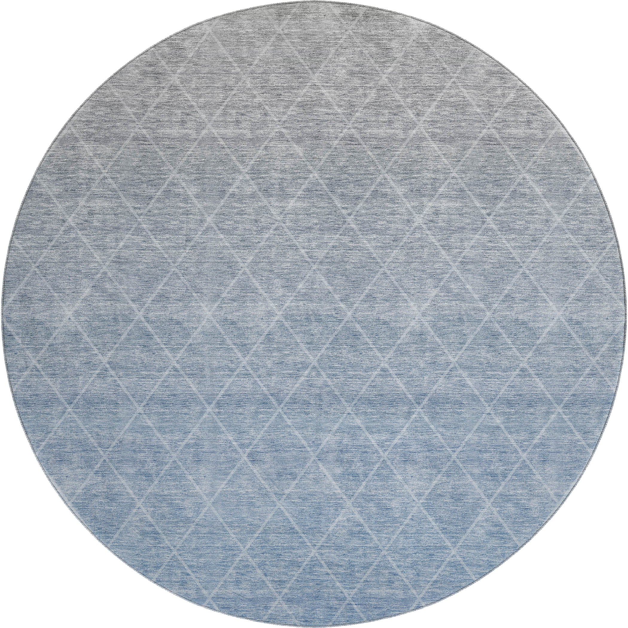 Oaxaca Machine Washable Transitional Blue Rug 8' x 8' #shape_Round