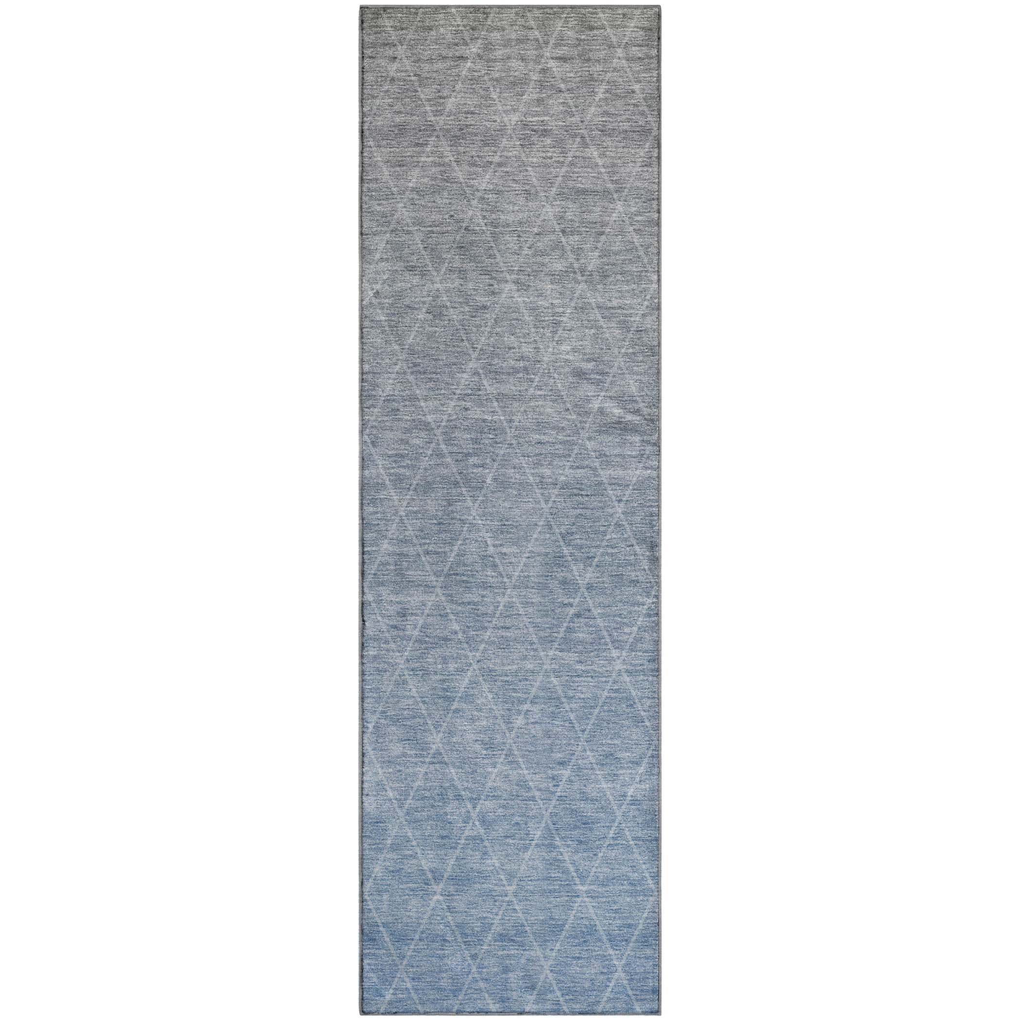 Oaxaca Machine Washable Transitional Blue Rug 2'3" x 7'6" #shape_Runner
