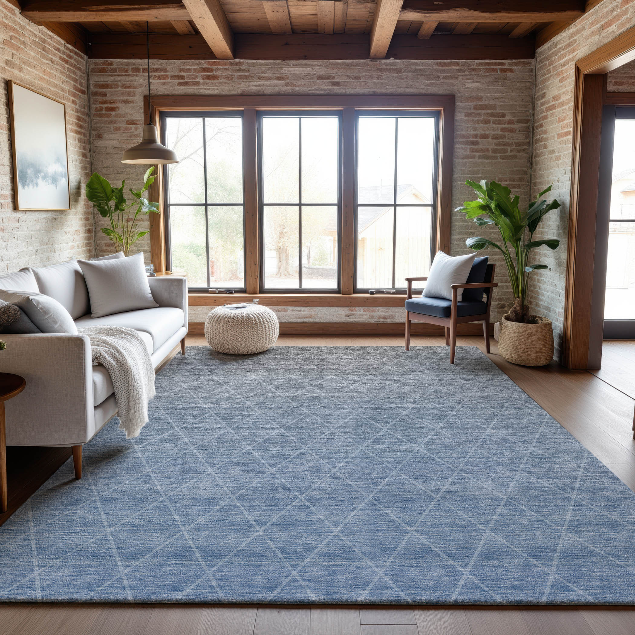 Oaxaca Machine Washable Transitional Blue Rug 2'6" x 3'10" #shape_Rectangle