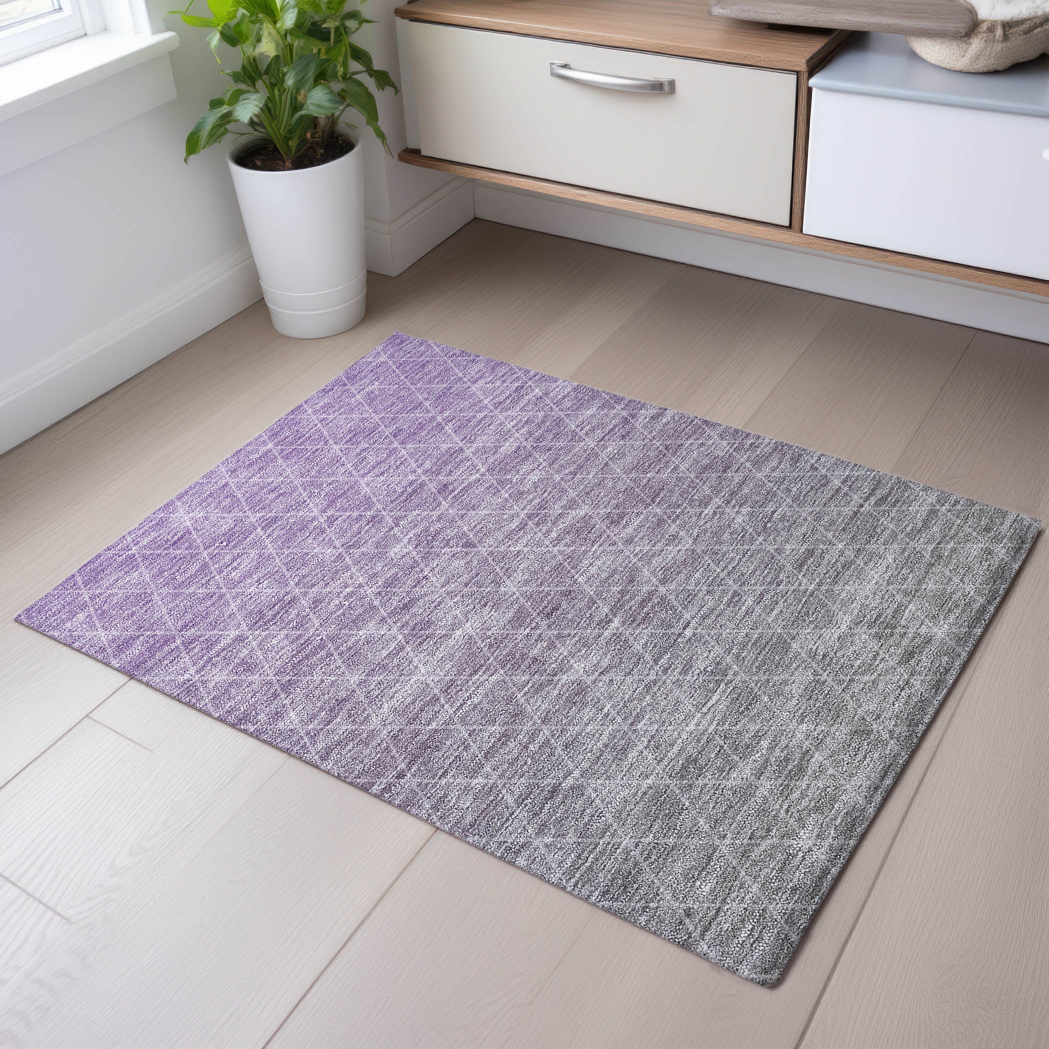 Oaxaca Machine Washable Transitional Lavender Purple Rug 1'8" x 2'6" #shape_Rectangle