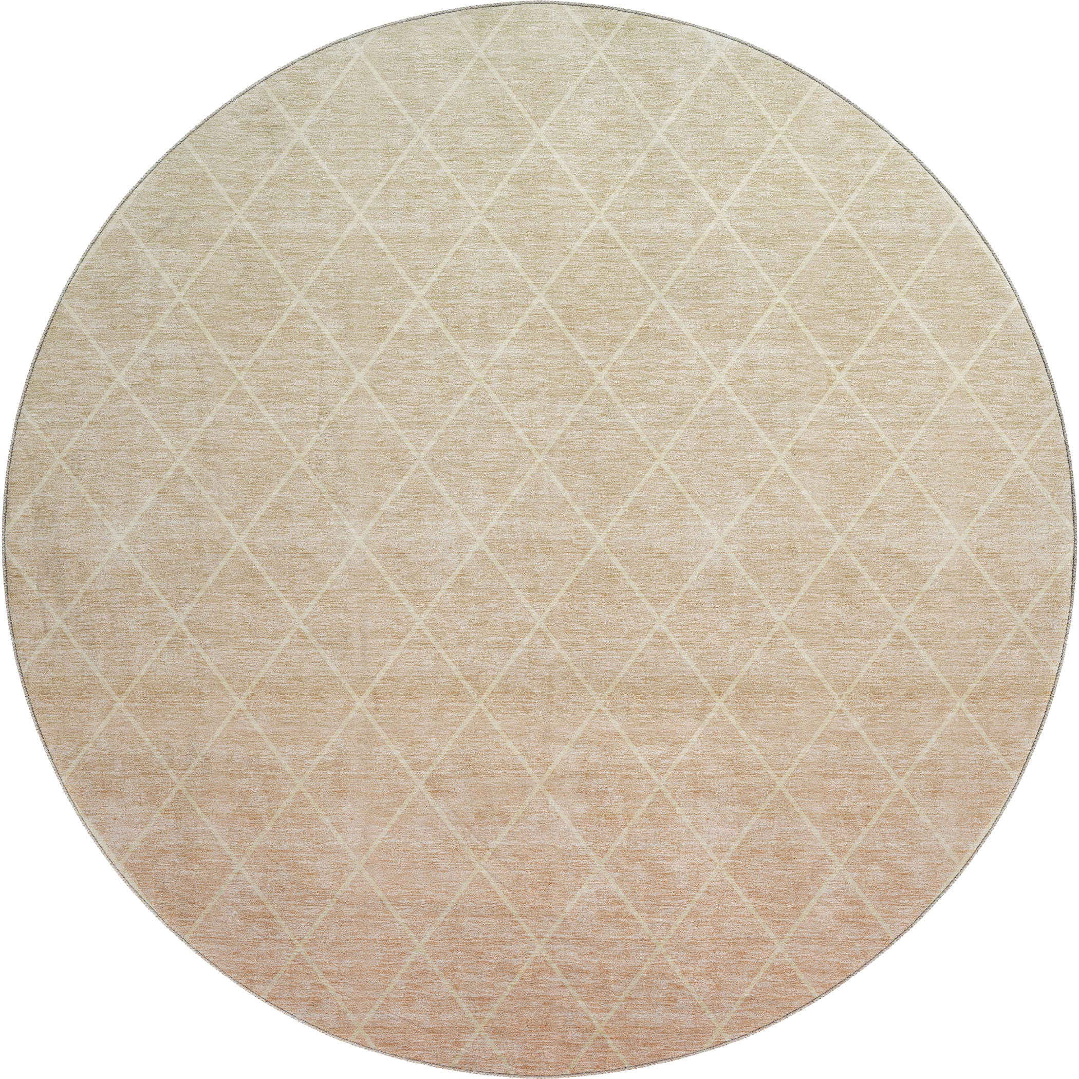 Oaxaca Machine Washable Transitional Salmon Orange Rug 8' x 8' #shape_Round