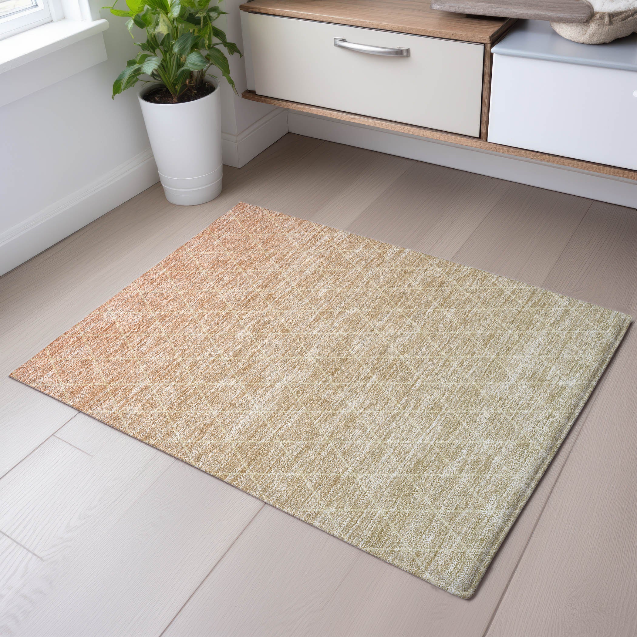 Oaxaca Machine Washable Transitional Salmon Orange Rug 1'8" x 2'6" #shape_Rectangle