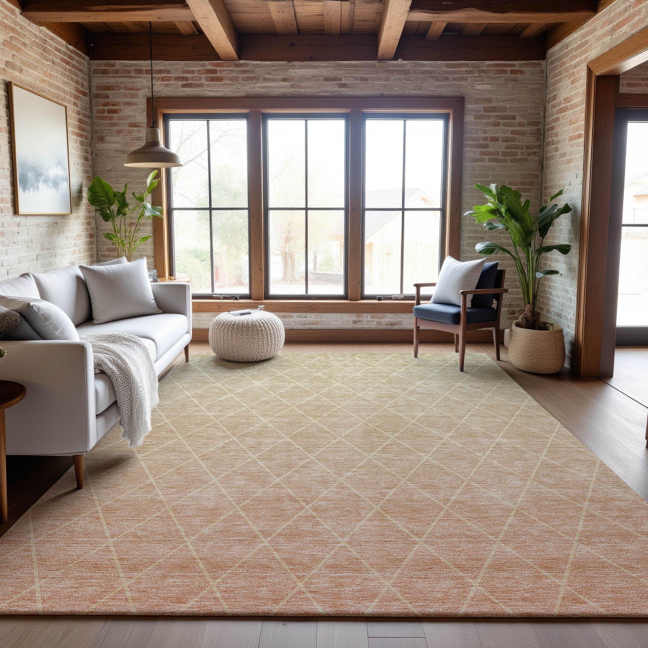 Oaxaca Machine Washable Transitional Salmon Orange Rug 2'6" x 3'10" #shape_Rectangle