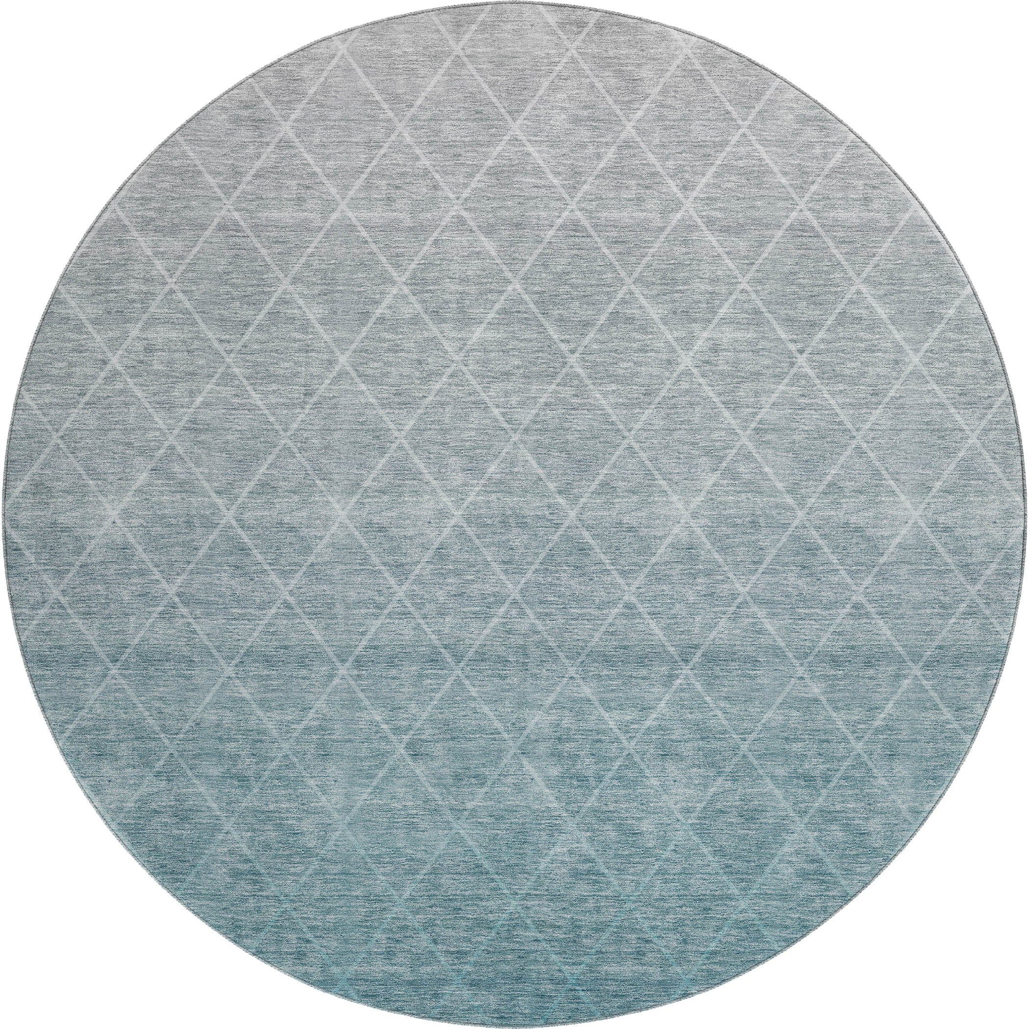 Oaxaca Machine Washable Transitional Teal Rug 8' x 8' #shape_Round
