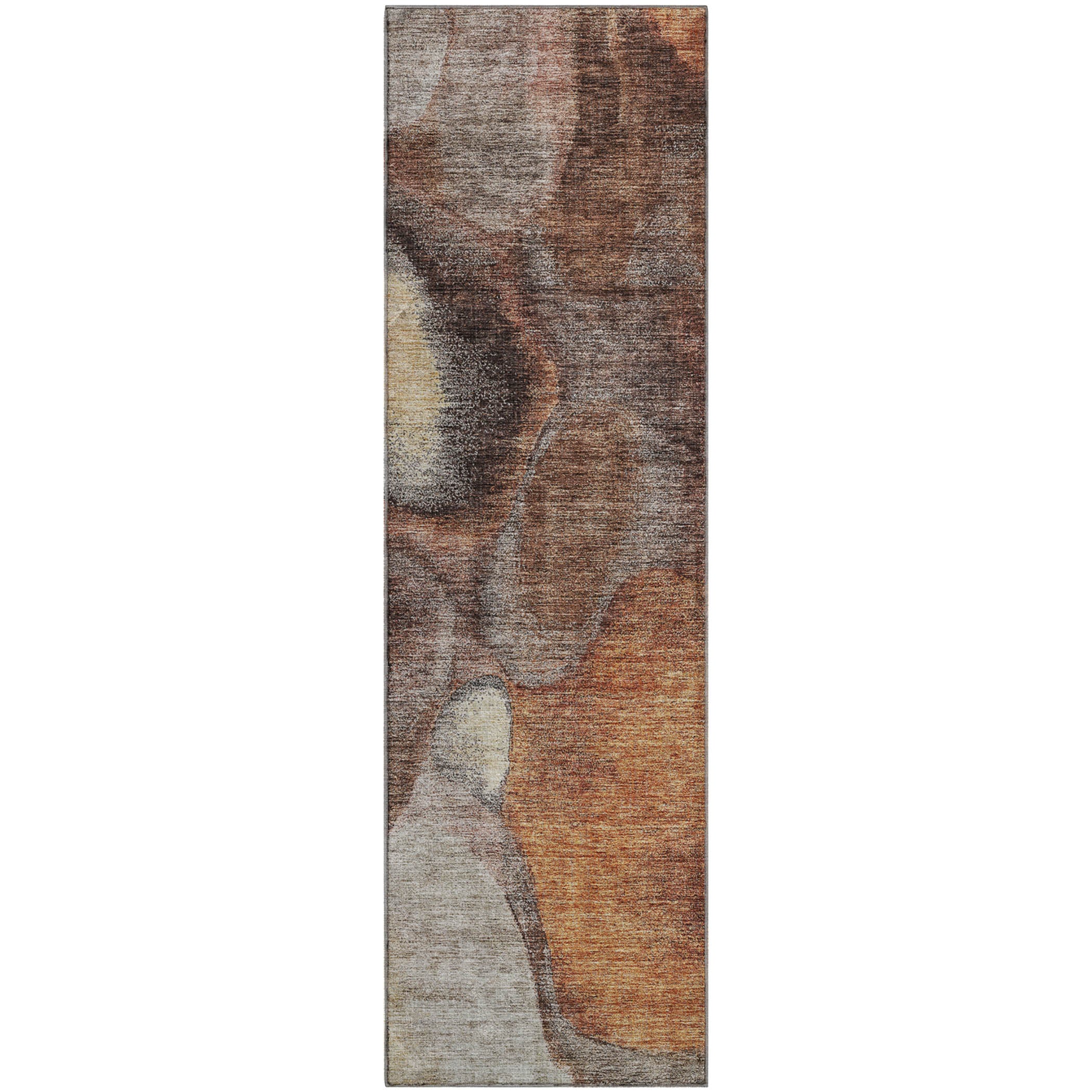 Kyoto Machine Washable Transitional Coffee Brown Rug 2'3" x 7'6" #shape_Runner
