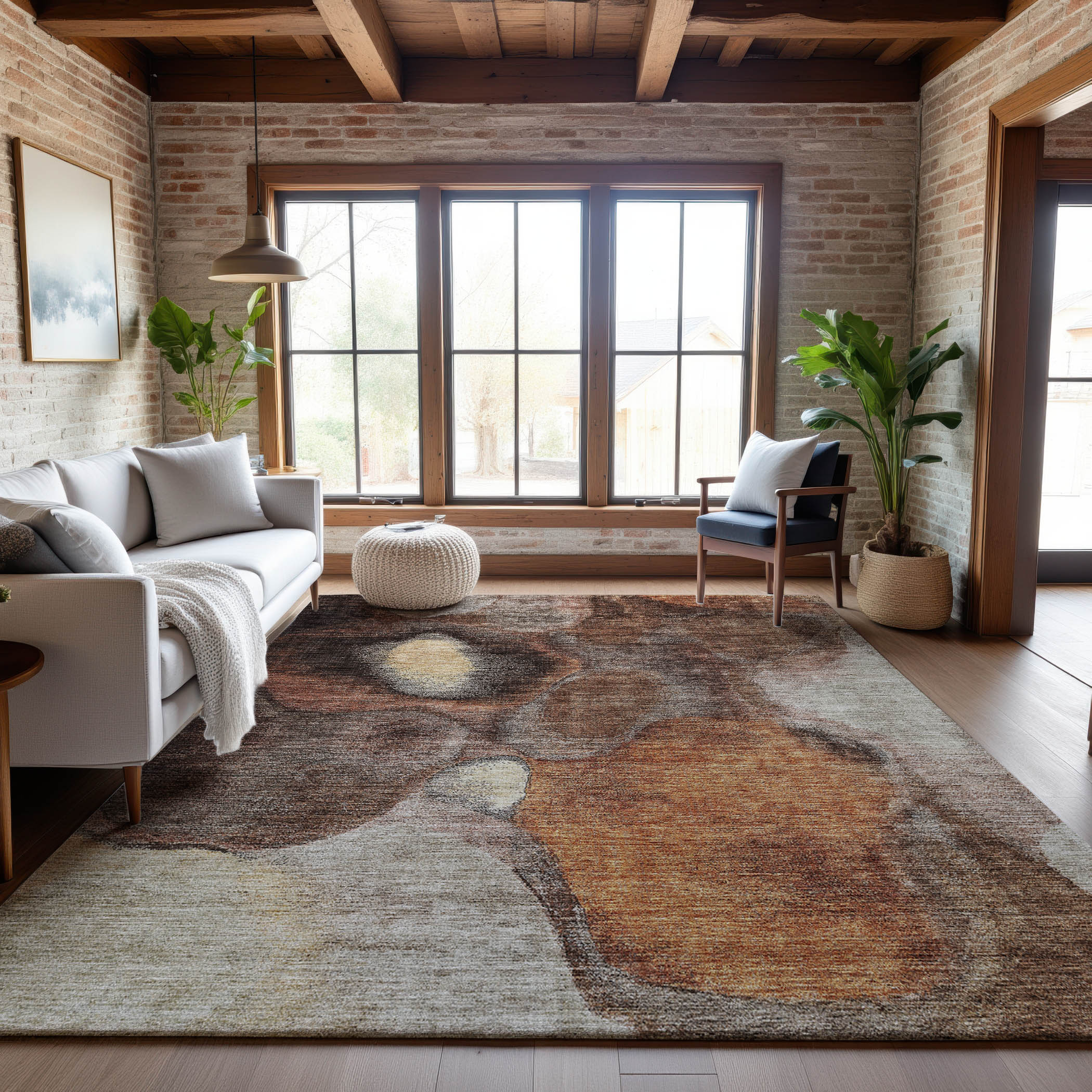 Kyoto Machine Washable Transitional Coffee Brown Rug 2'6" x 3'10" #shape_Rectangle