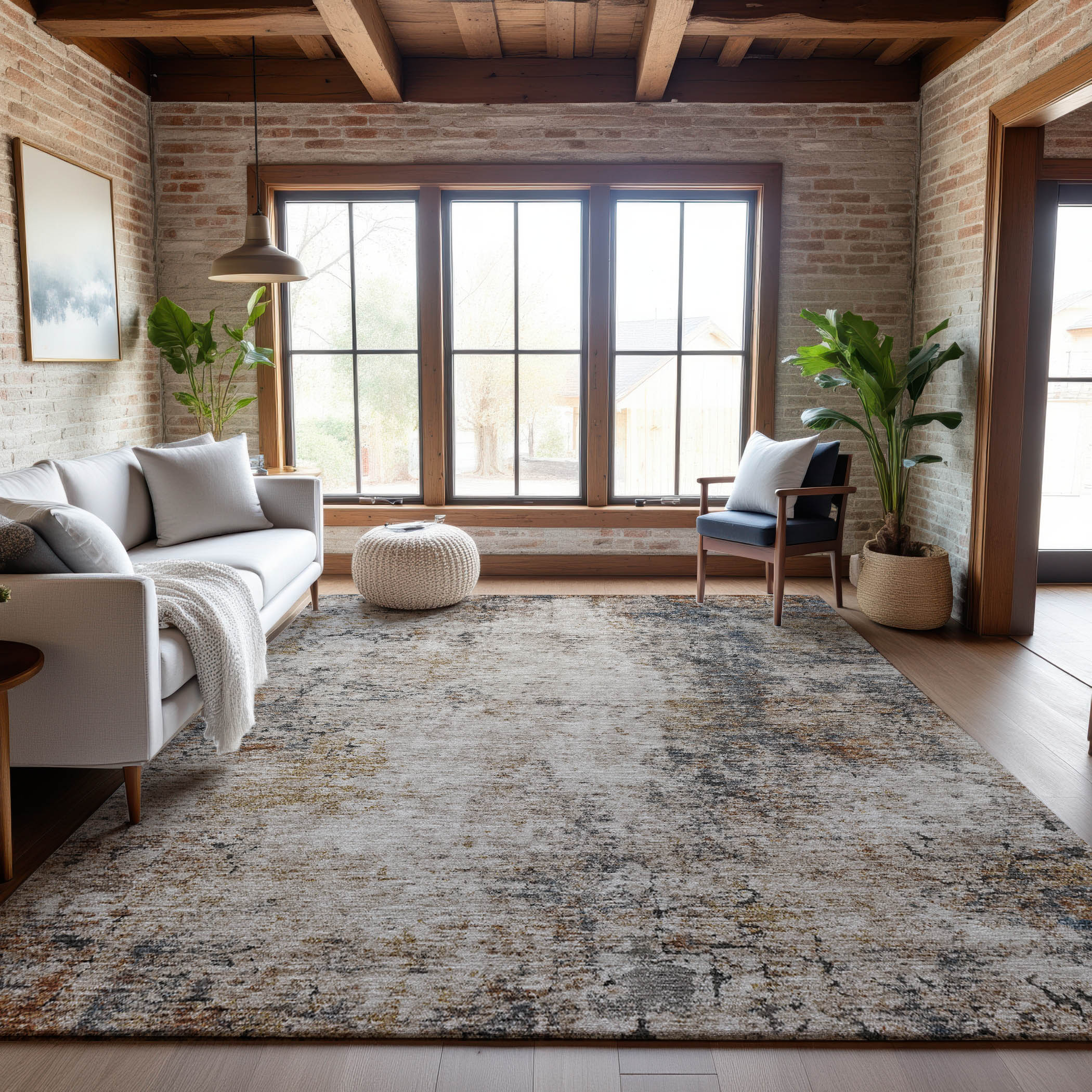 Bangkok Machine Washable Transitional Putty Ivory Rug 2'6" x 3'10" #shape_Rectangle