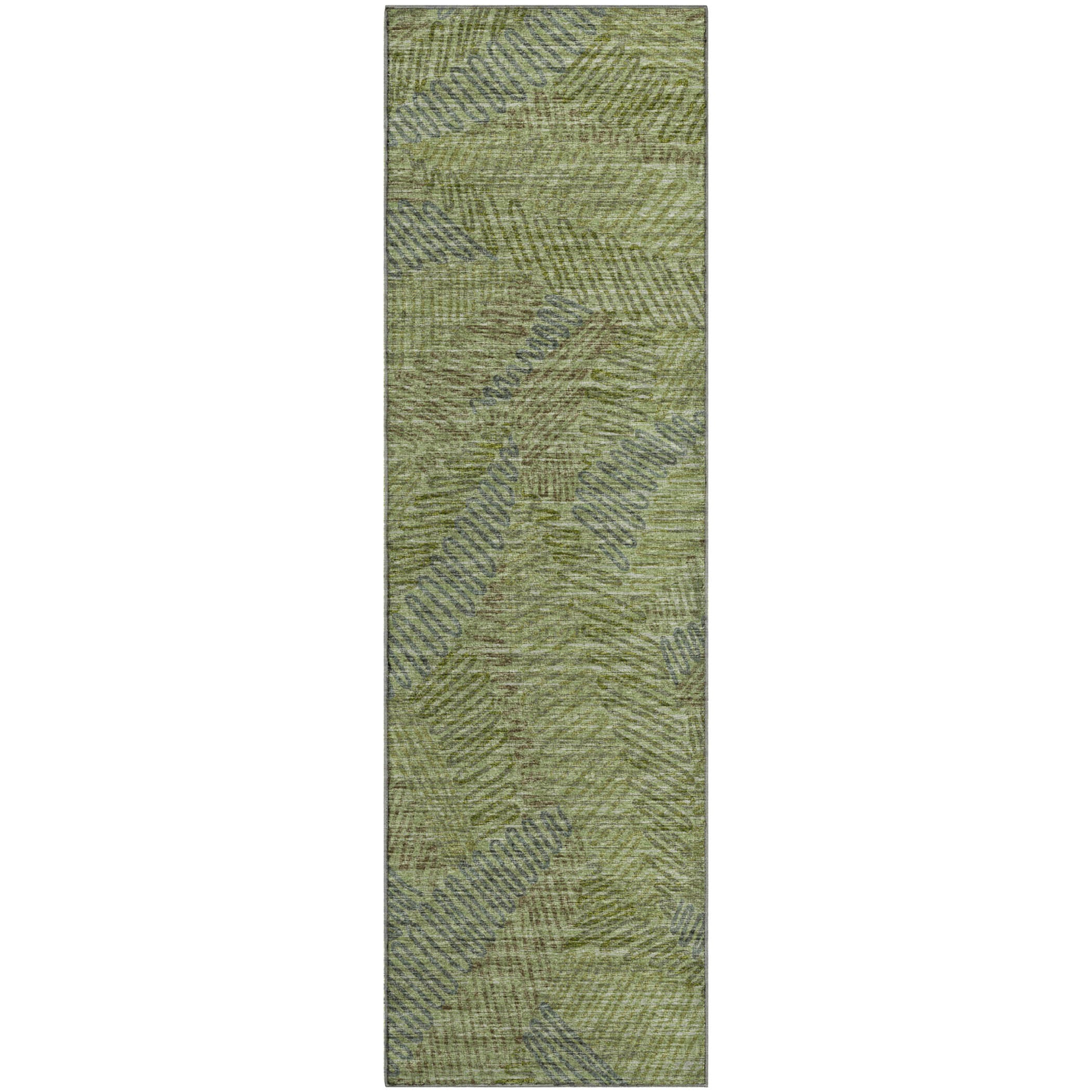Sintra Machine Washable Transitional Green Rug 2'3" x 7'6" #shape_Runner
