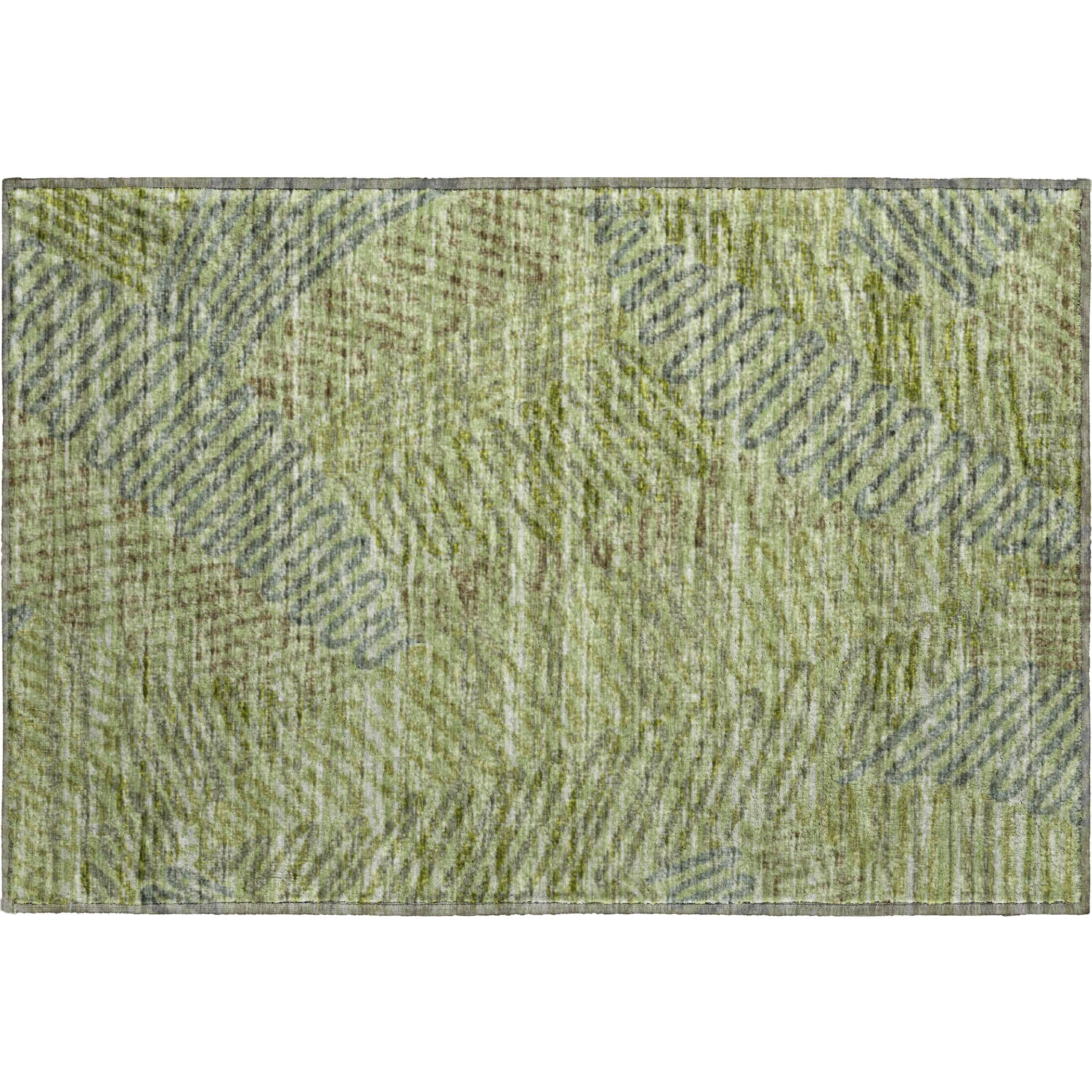 Sintra Machine Washable Transitional Green Rug 1'8" x 2'6" #shape_Rectangle