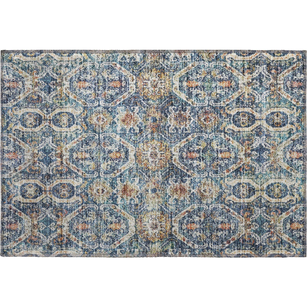Cairo Machine Washable Transitional Denim Blue Rug 1'8" x 2'6"