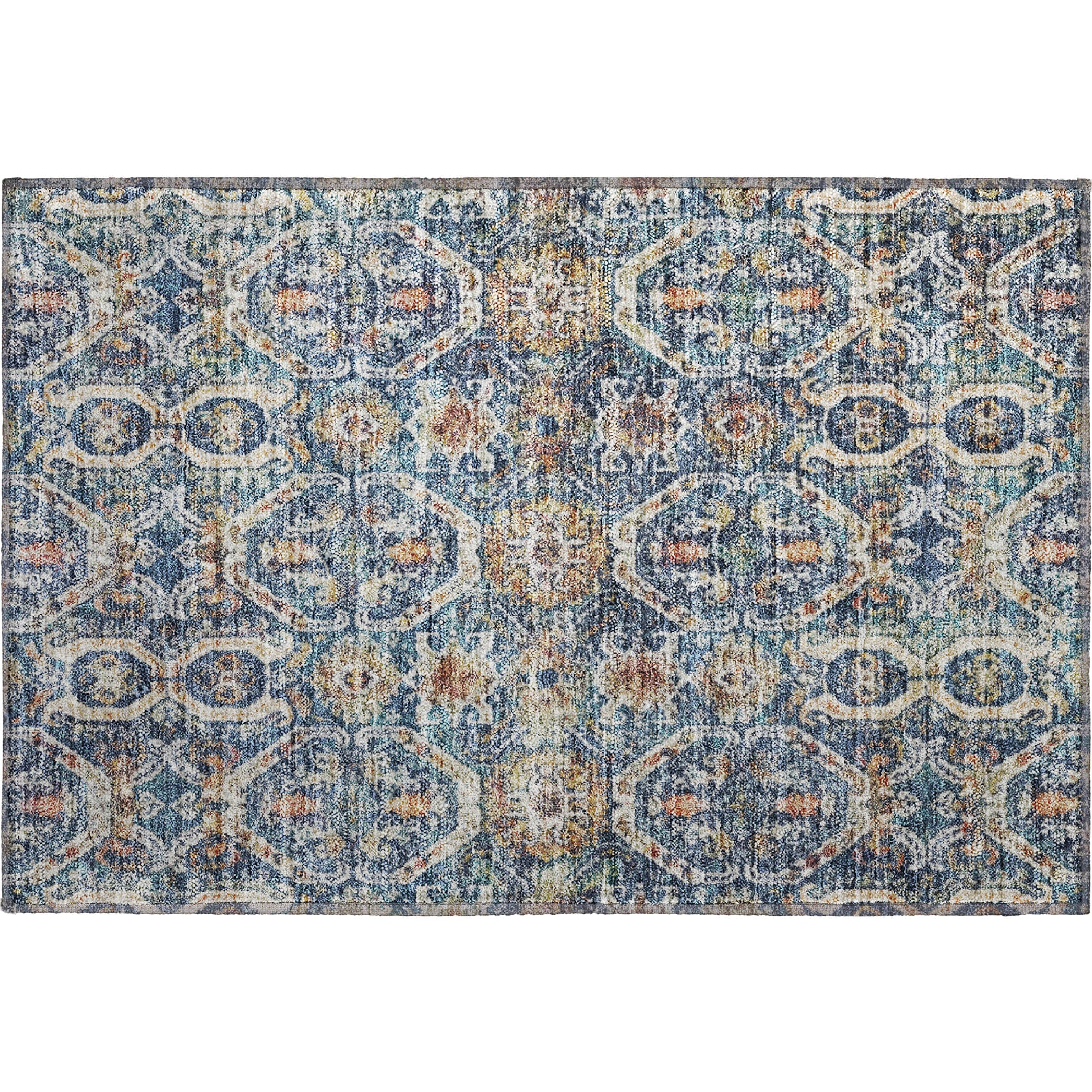 Cairo Machine Washable Transitional Denim Blue Rug 1'8" x 2'6" #shape_Rectangle
