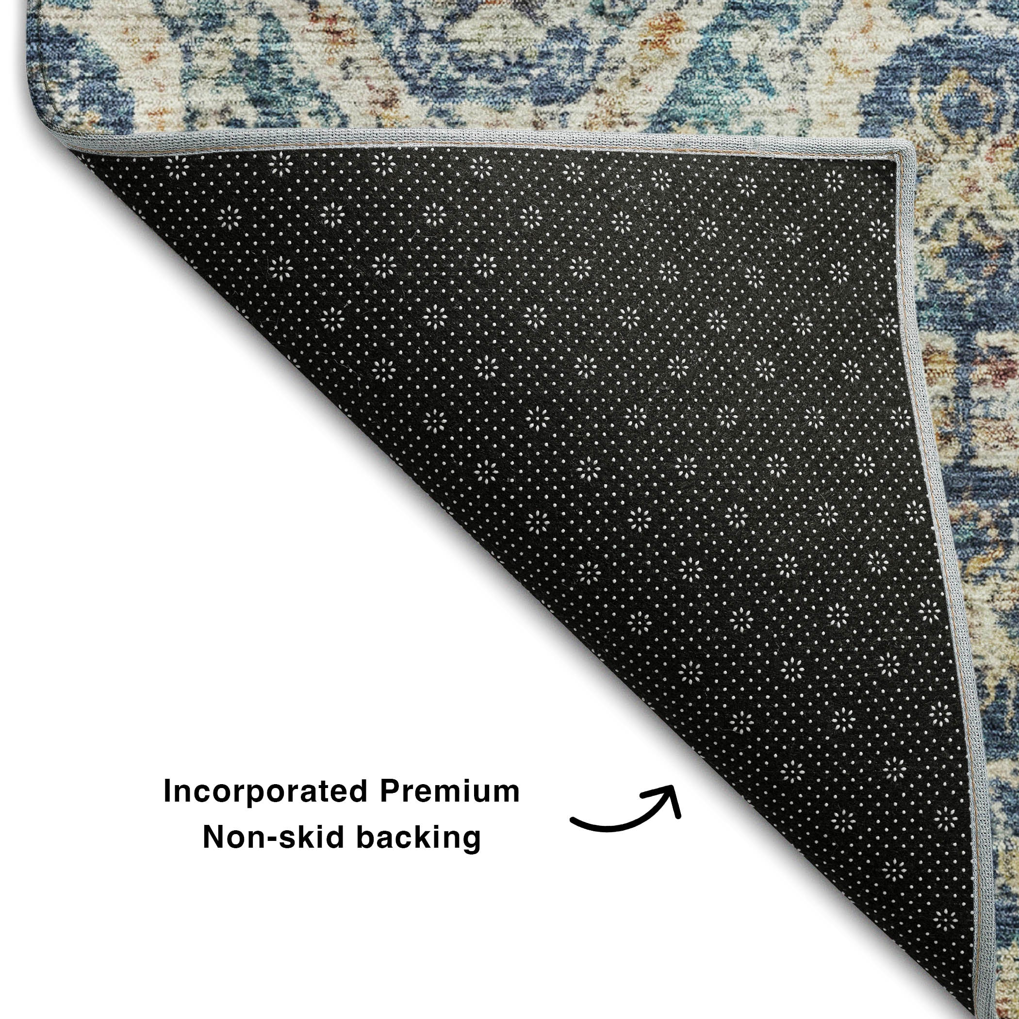 Cairo Machine Washable Transitional Denim Blue Rug 1'8" x 2'6" #shape_Rectangle