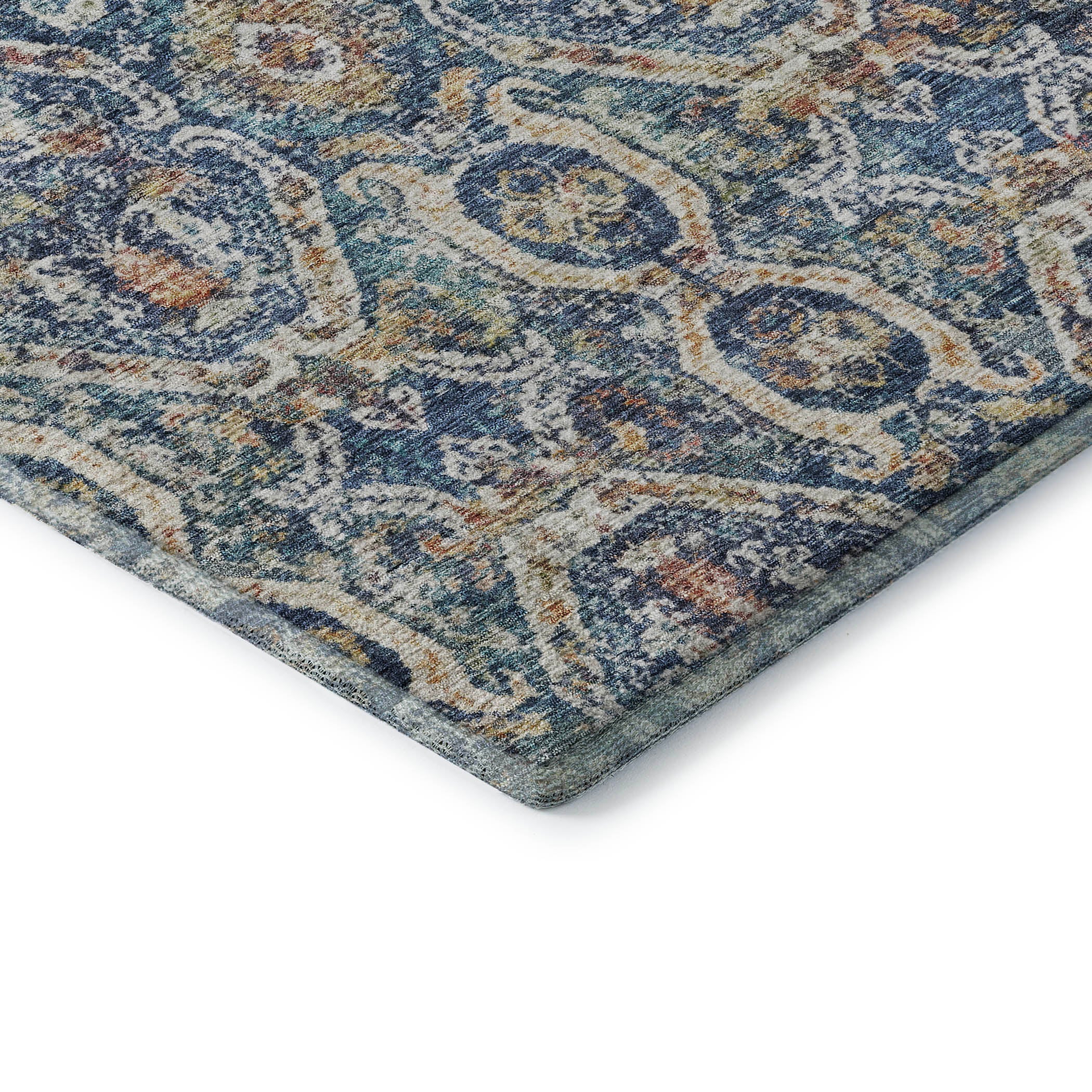 Cairo Machine Washable Transitional Denim Blue Rug 1'8" x 2'6" #shape_Rectangle