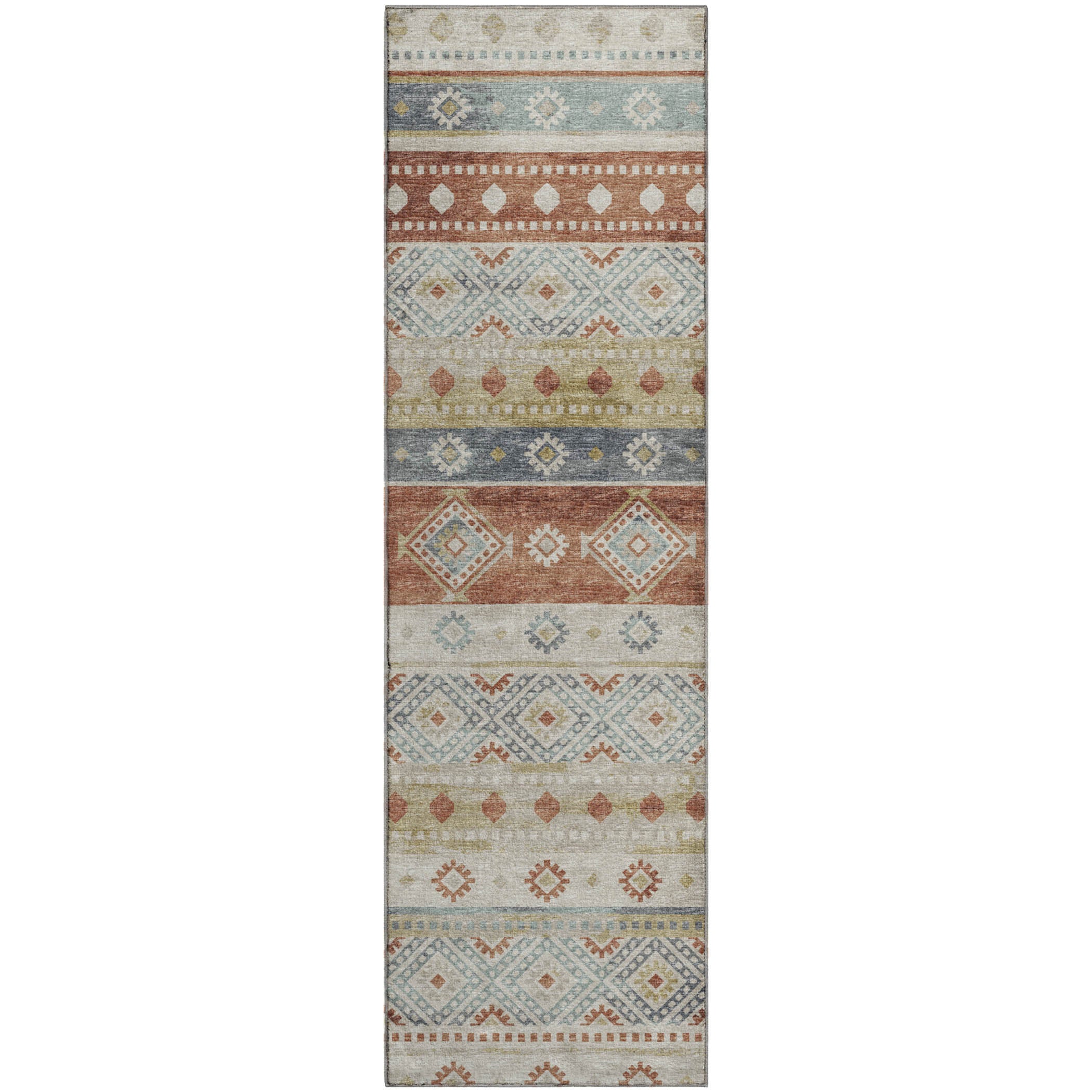 Santorini Machine Washable Transitional Desert Multi Rug 2'3" x 7'6" #shape_Runner