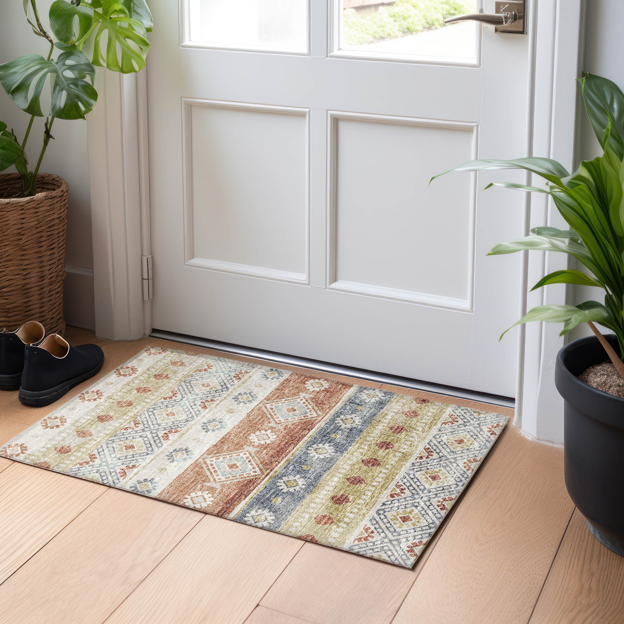 Santorini Machine Washable Transitional Desert Multi Rug 1'8" x 2'6" #shape_Rectangle
