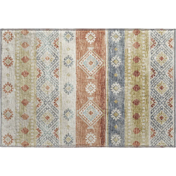 Santorini Machine Washable Transitional Desert Multi Rug 1'8" x 2'6"
