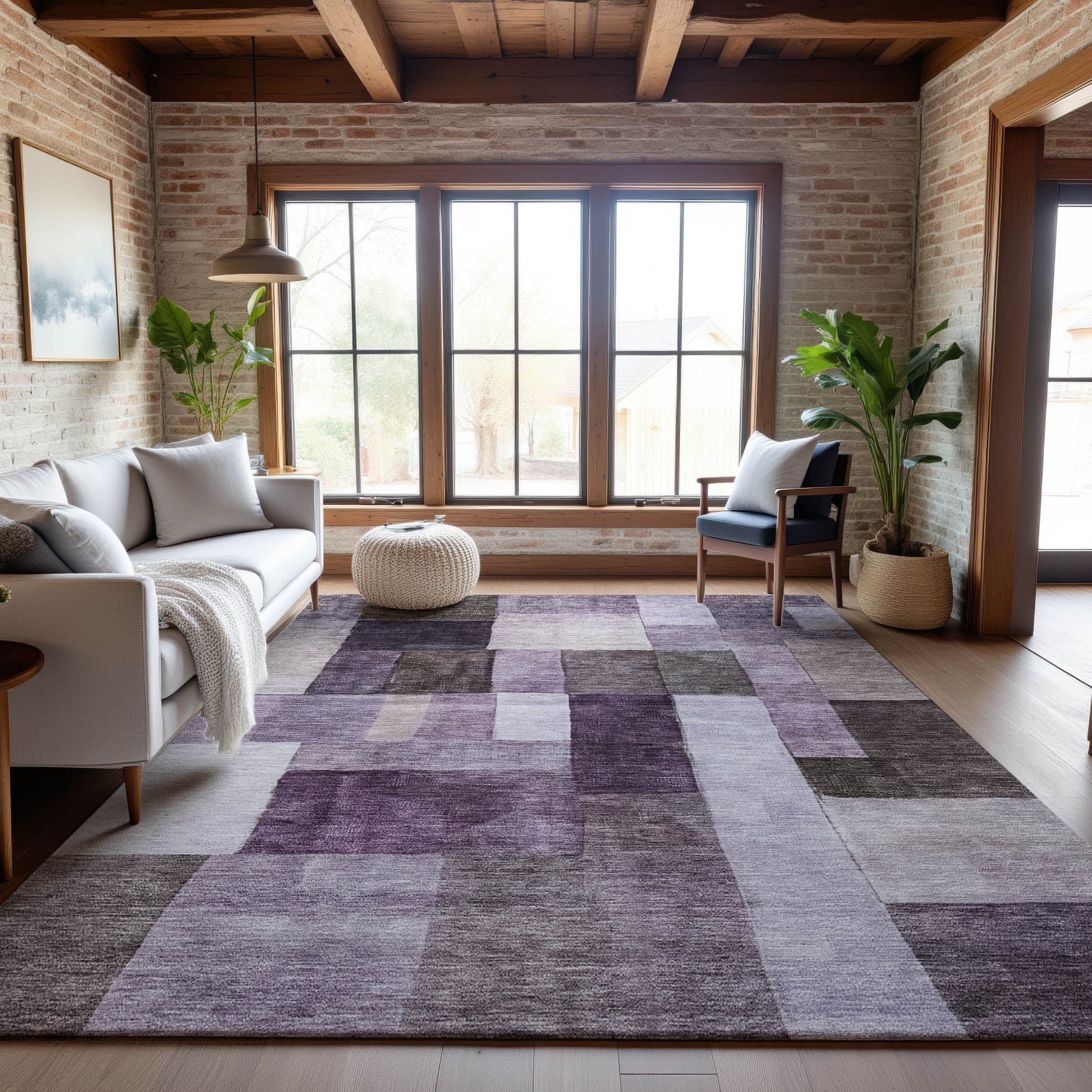 Prague Machine Washable Transitional Eggplant Purple Rug 2'6" x 3'10" #shape_Rectangle